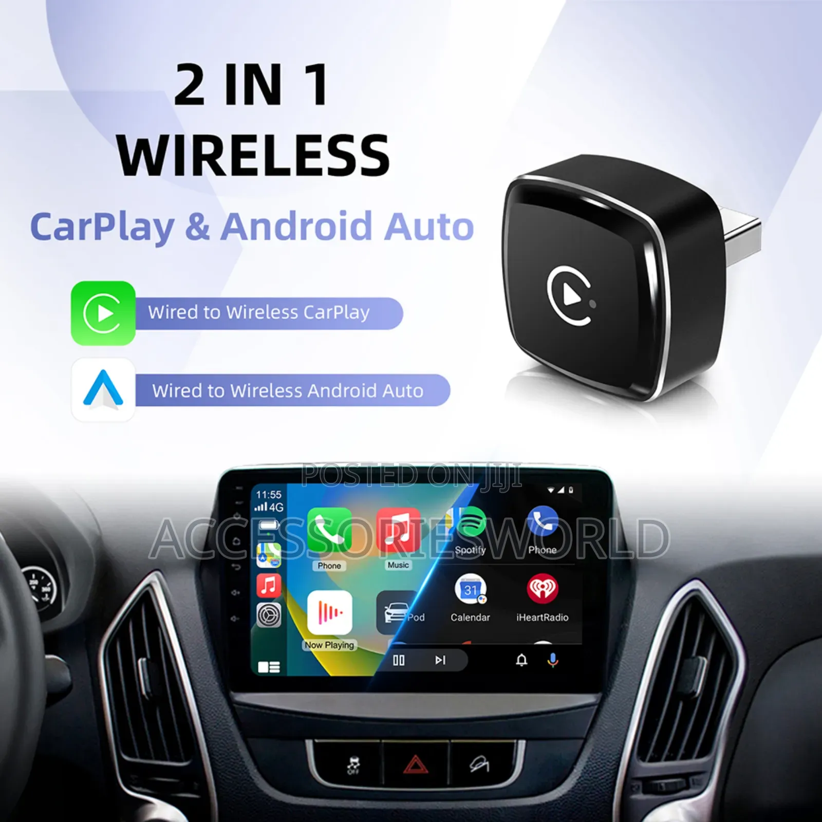 2-in-1 Universal Wireless Carplay Android Auto Adapter