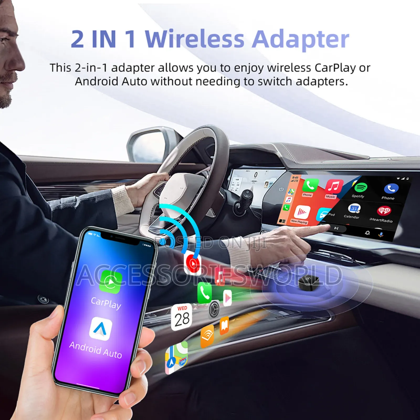2-in-1 Universal Wireless Carplay Android Auto Adapter