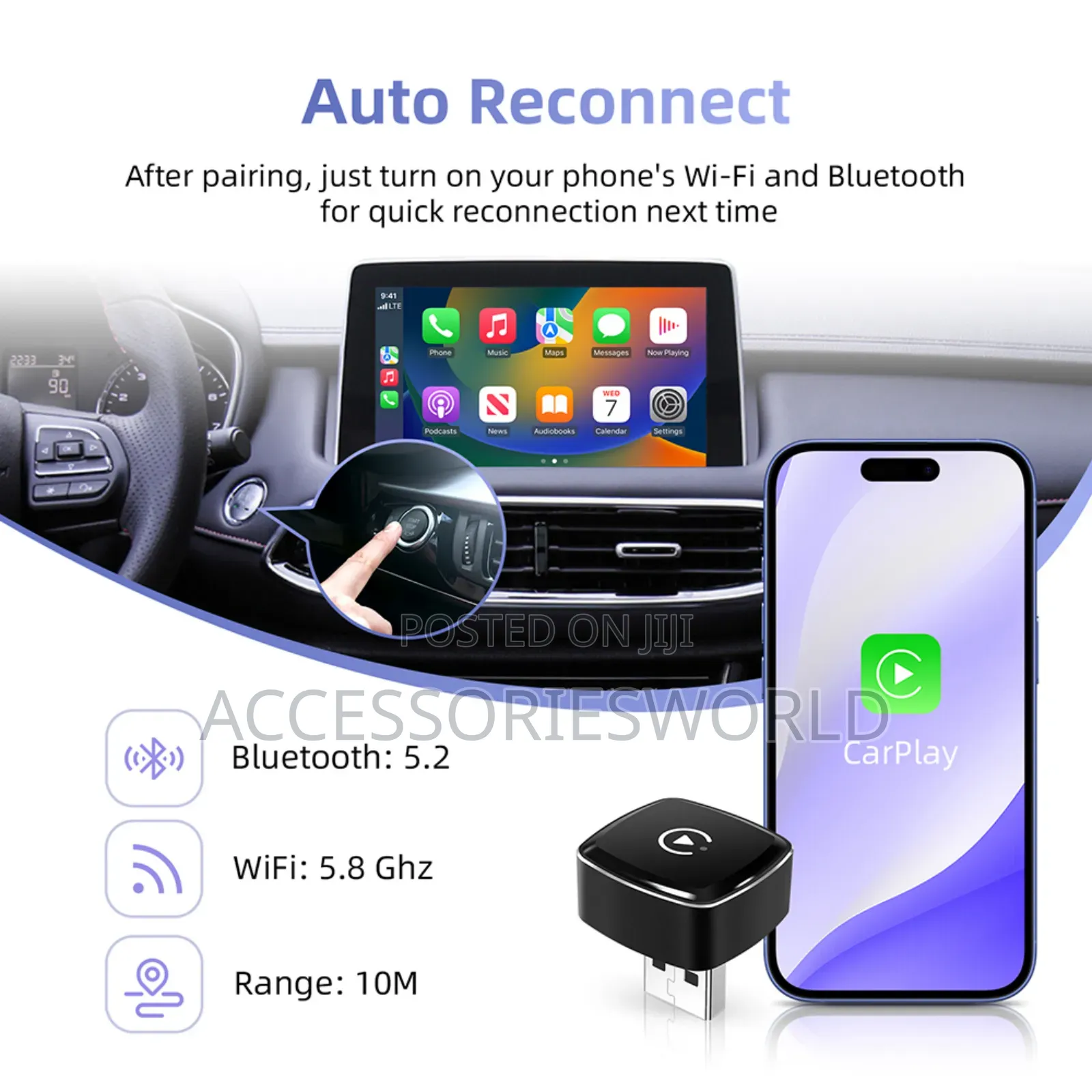 2-in-1 Universal Wireless Carplay Android Auto Adapter