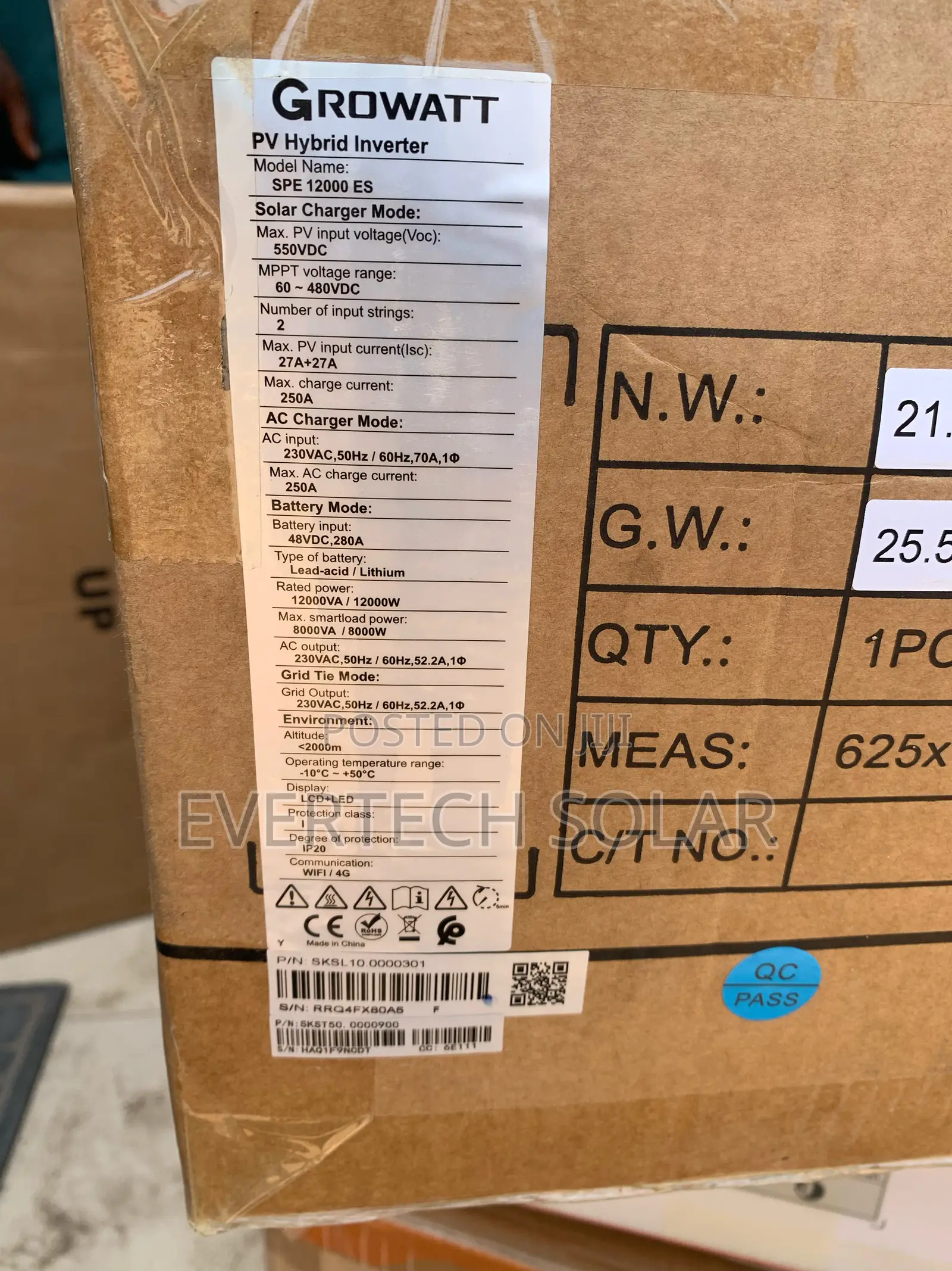 12kva Growatt Hybrid Inverter With Wi-Fi 48v Double Pv