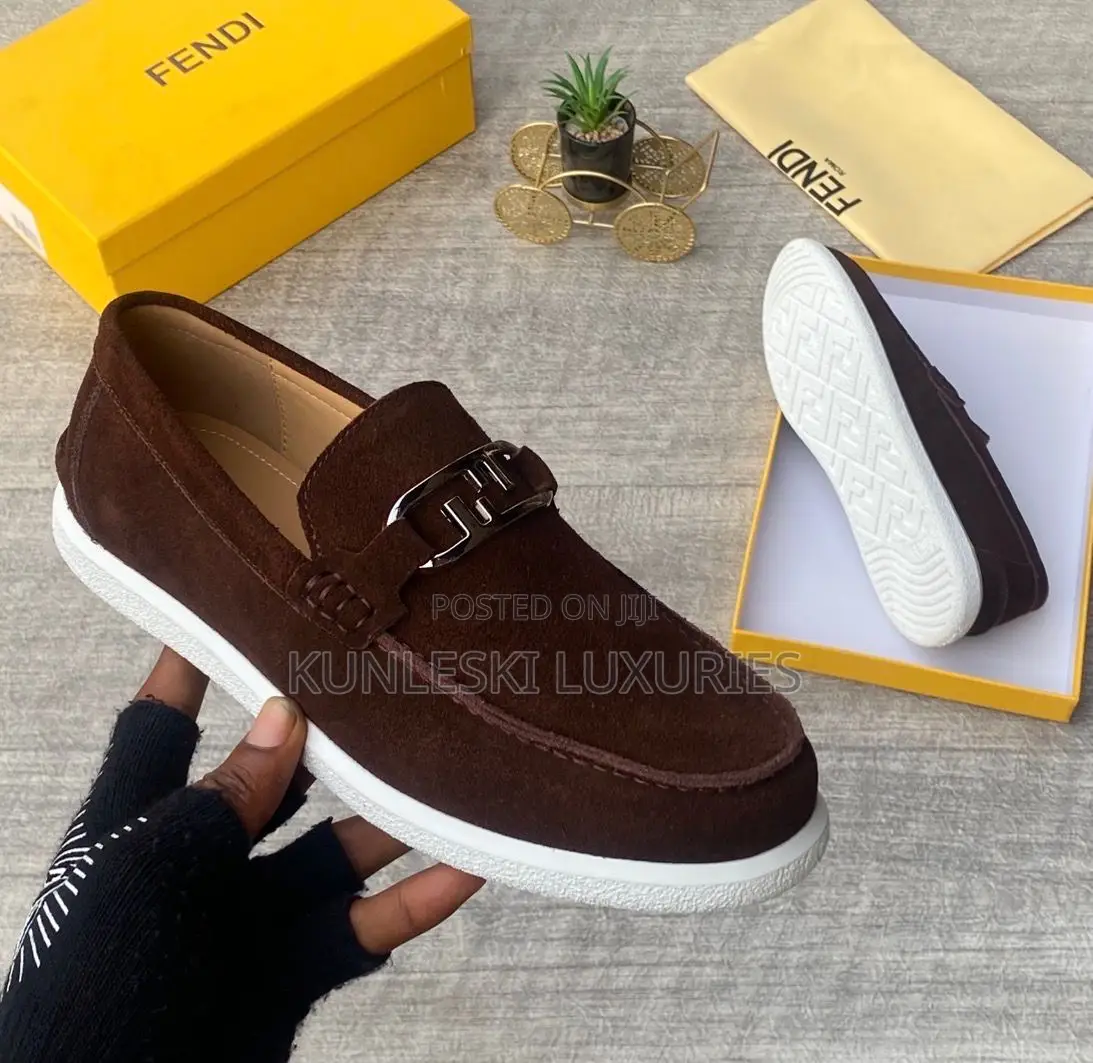 Original Fendi Roma Suede Loafers Shoes