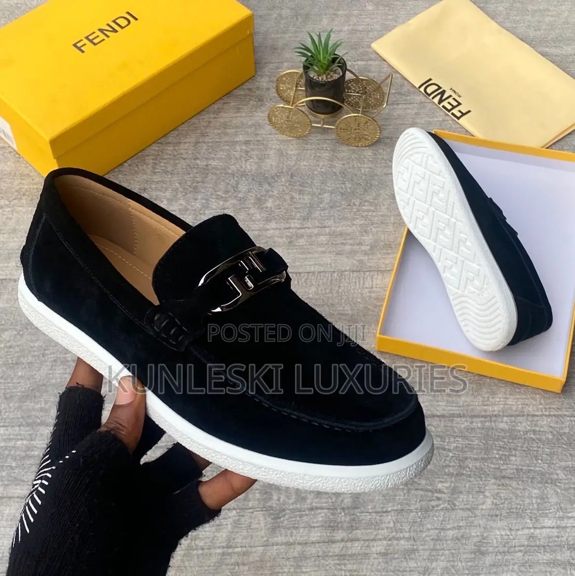 Original Fendi Roma Suede Loafers Shoes
