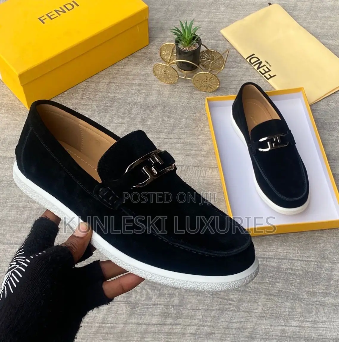 Original Fendi Roma Suede Loafers Shoes