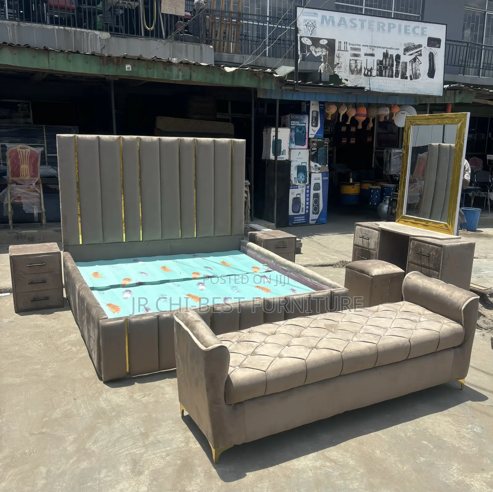 Full Set of 6 by 6 Padded HDF Bedframe of Enduring Quality