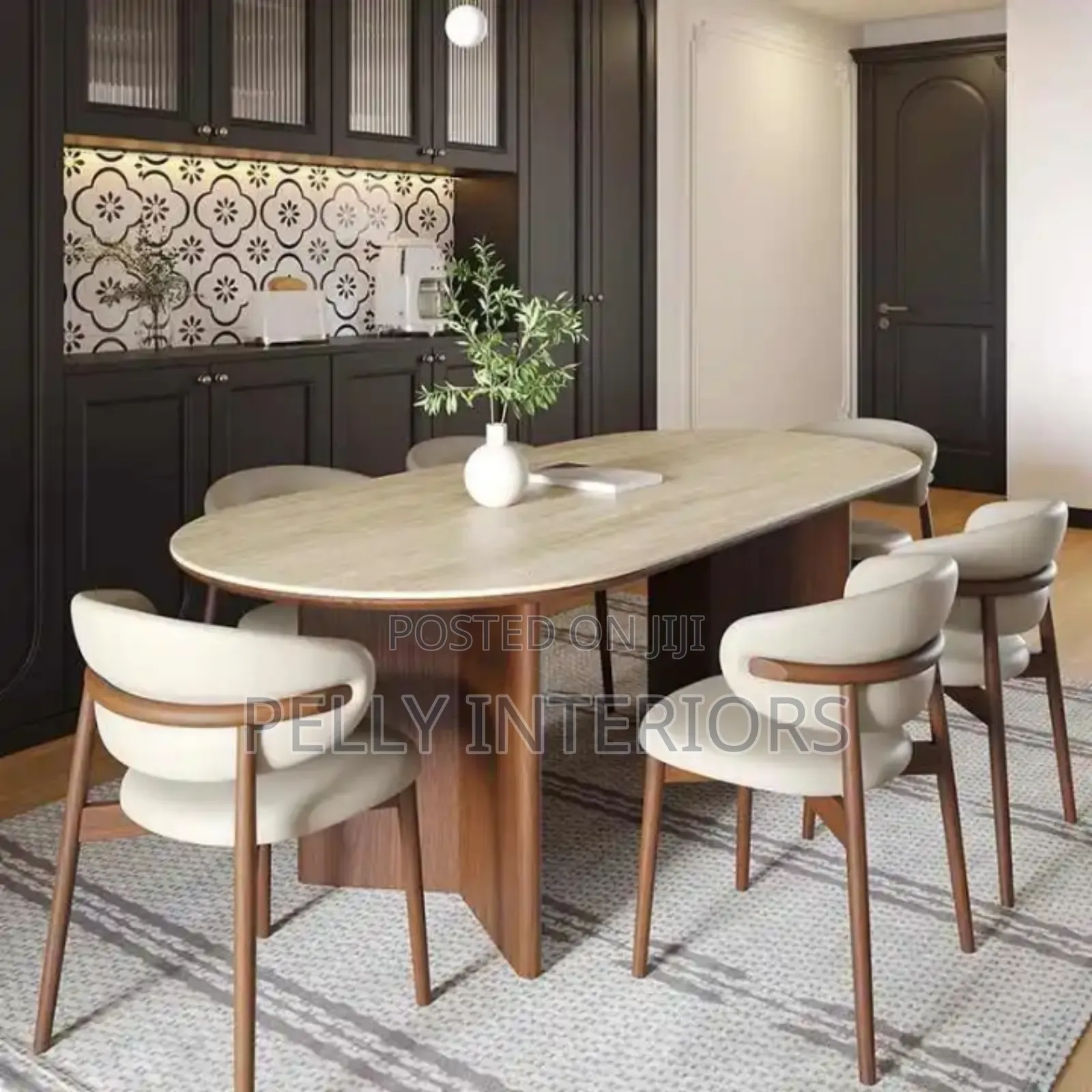 Modern Elegant Dining Table With 6 Chairs