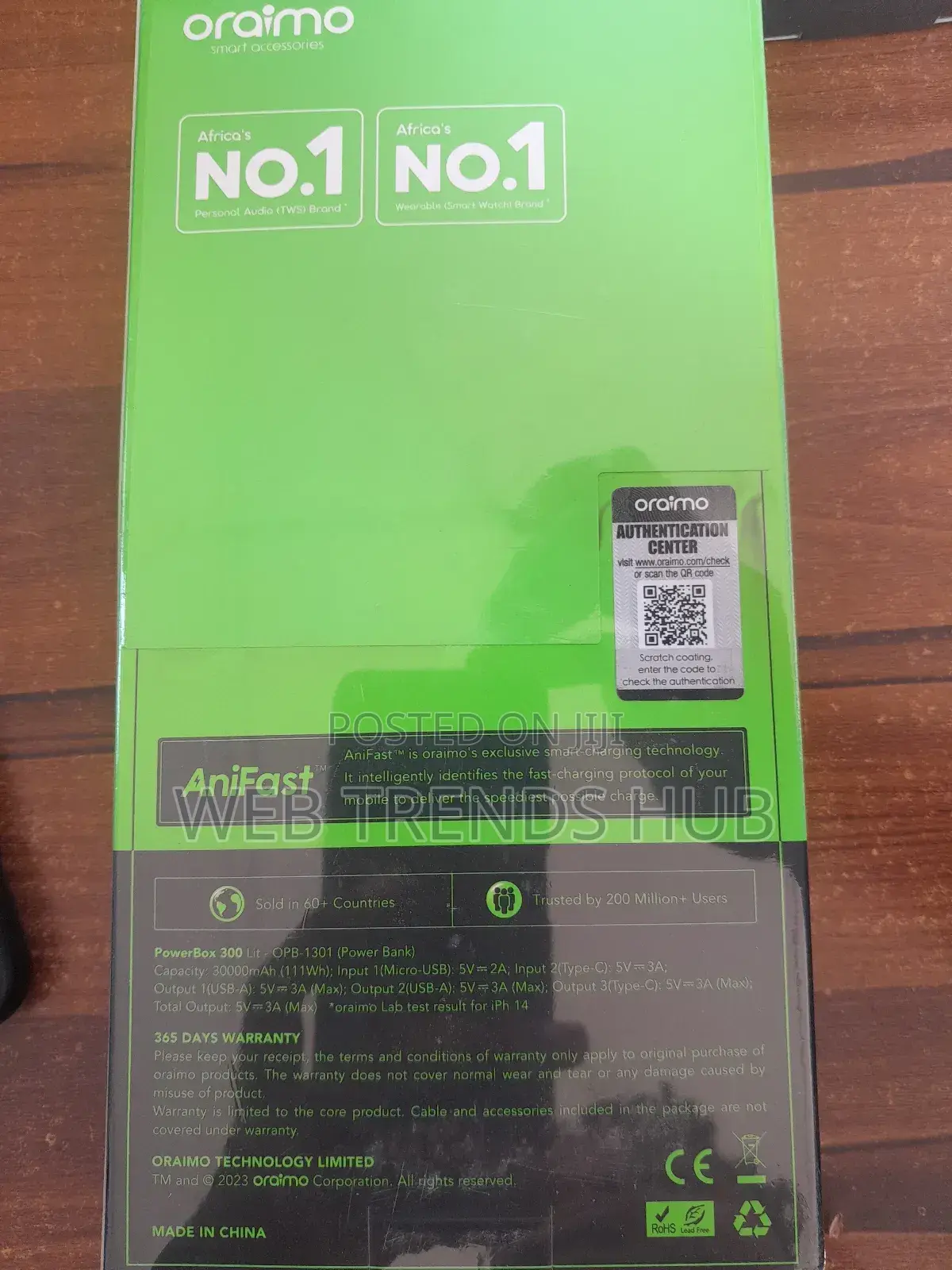 Oraimo 30,000mah Fast Charging Powerbank (15w) Opb-1301