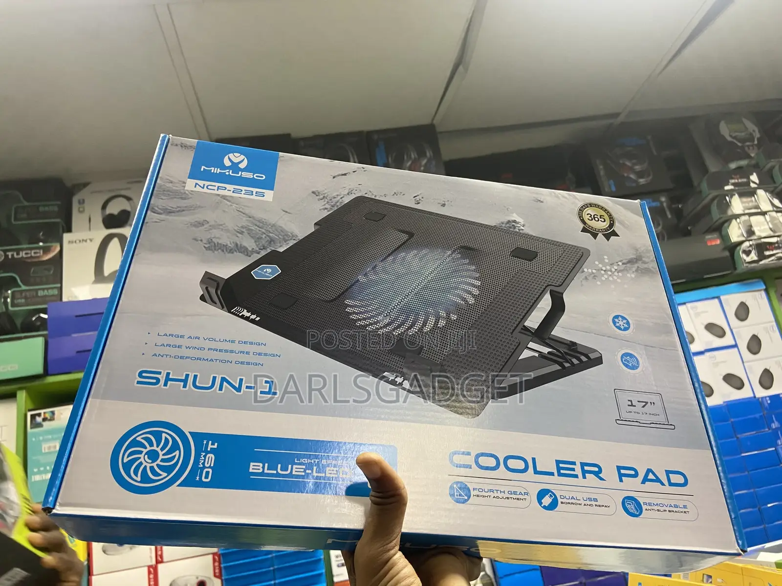 Mikuso NCP-235 Laptop Cooler Pad With Blue Led Fan 17 Inch Stand