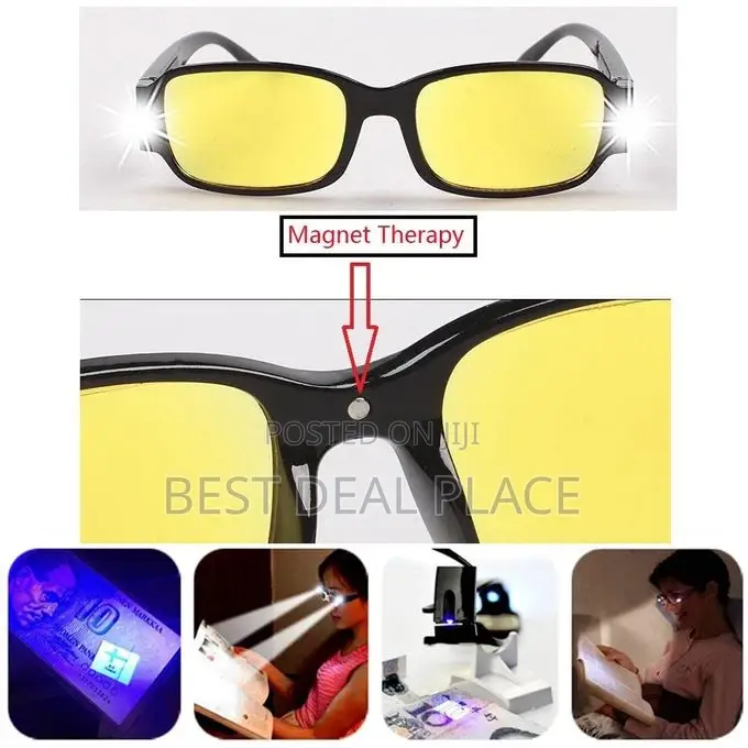 +2.00 Unisex Night Vision Diopter New Led Light Reading Glasses