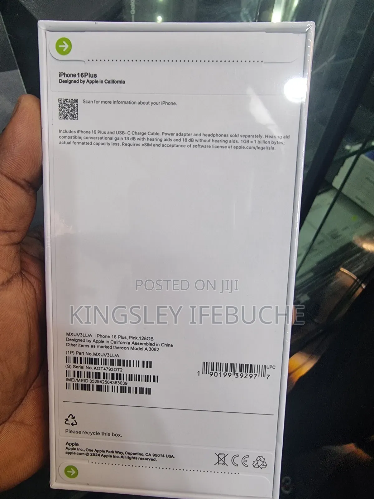 New Apple iPhone 16 Plus 128 GB Pink