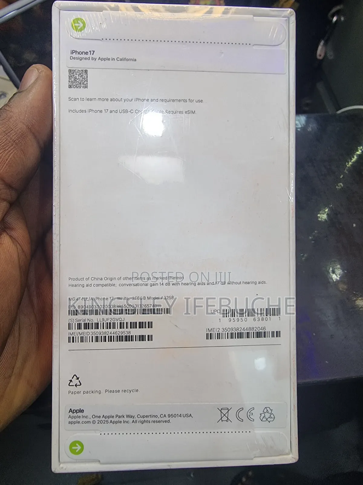 New Apple iPhone 17 256 GB White