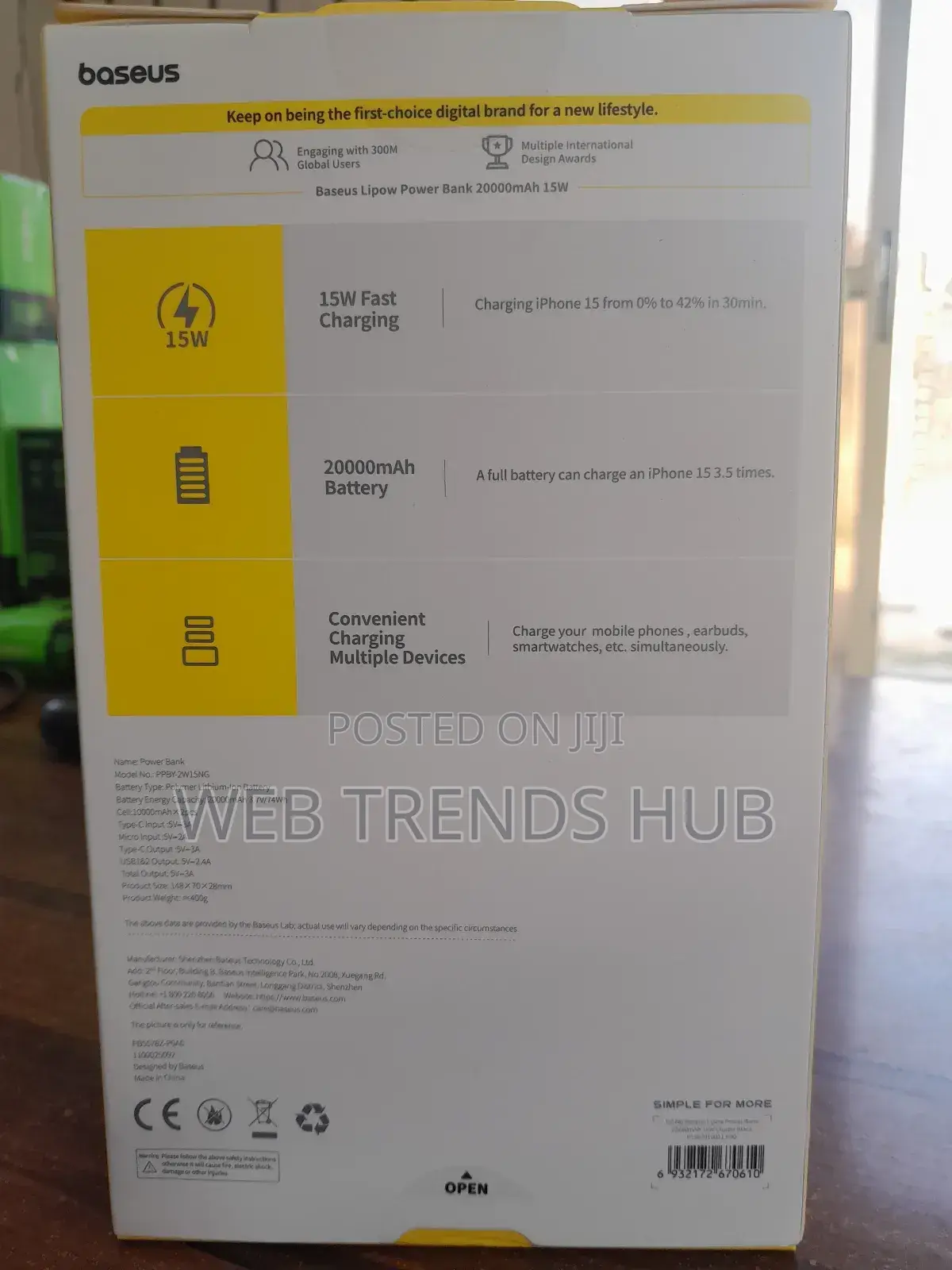 Baseus Lipow 20,000mah Power Bank (Ppby-2w15ng) - 15w Fast Charge