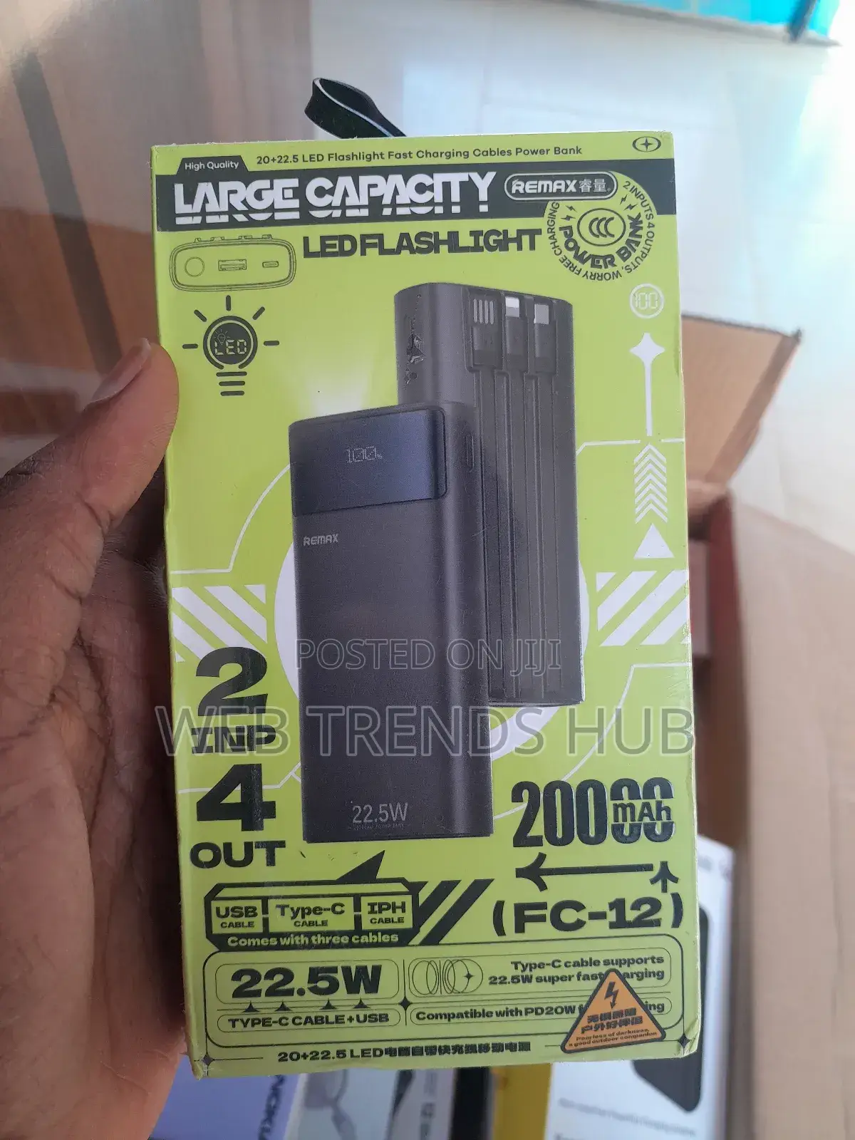 Brand New Remax 20,000mah 22.5w Super Fast Charge Powerbank (Fc-12)