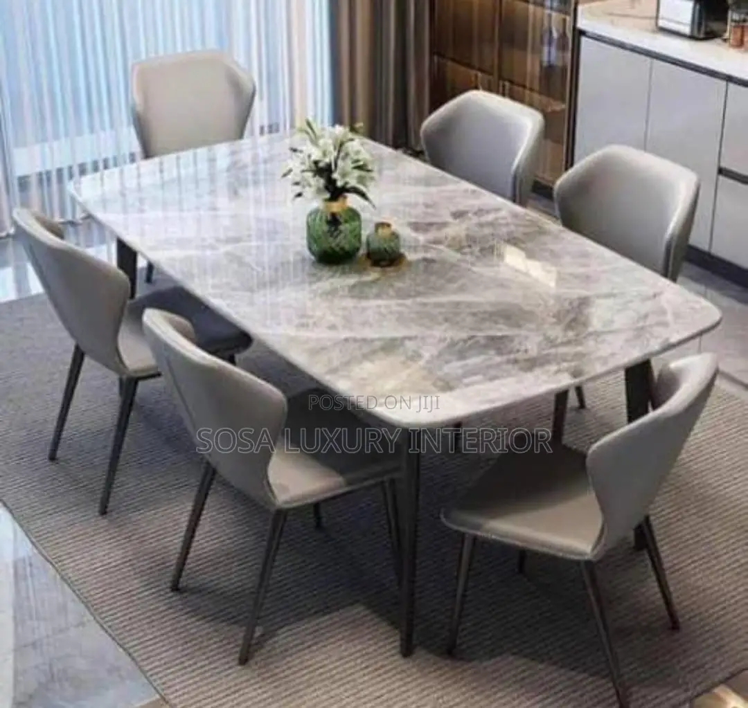 Elegant 6-Seater Marble Dining Table