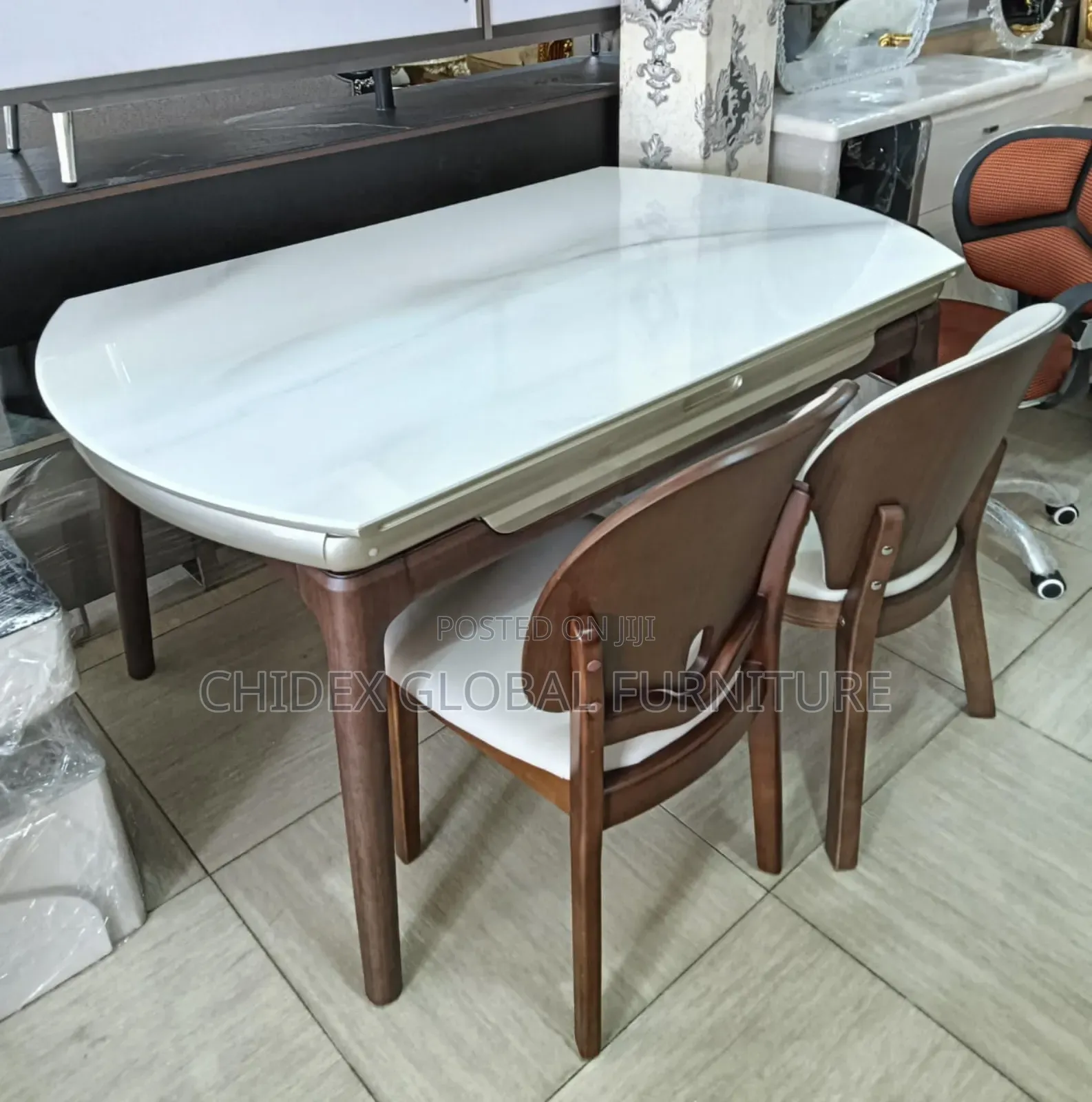 Turkish Adjustable 2 in 1 Marble Dining Table Set With Six Seater