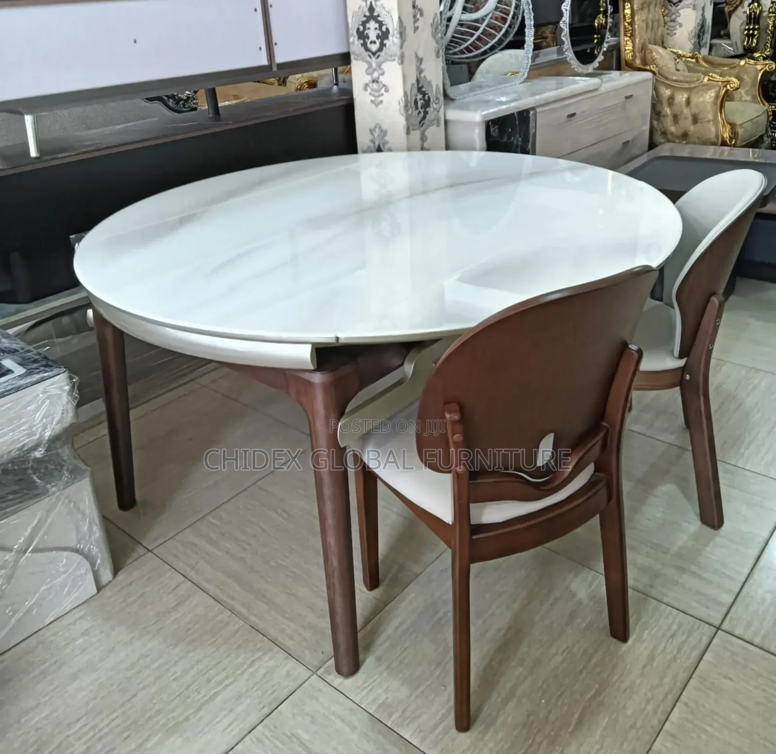 Turkish Adjustable 2 in 1 Marble Dining Table Set With Six Seater