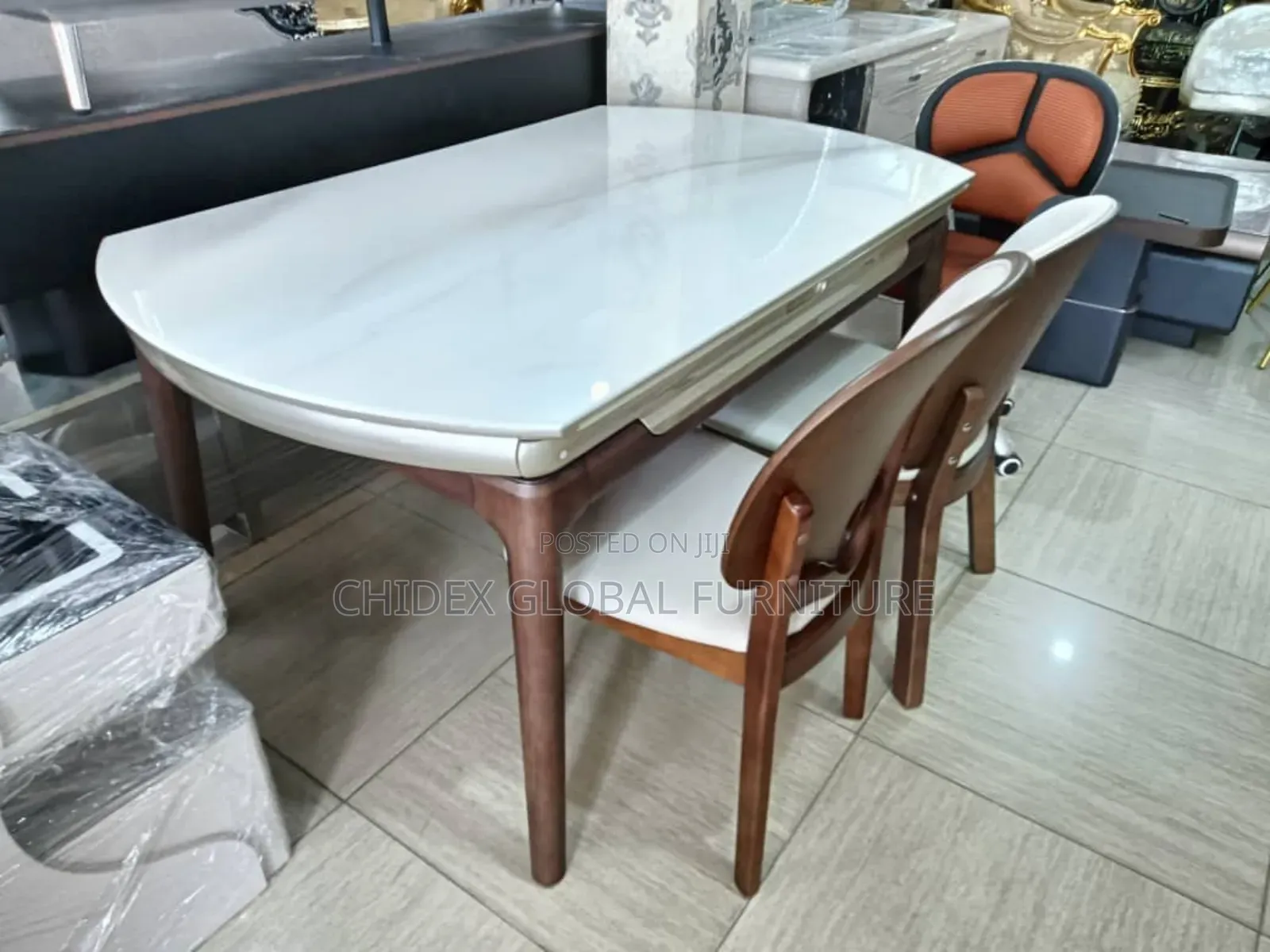 Turkish Adjustable 2 in 1 Marble Dining Table Set With Six Seater