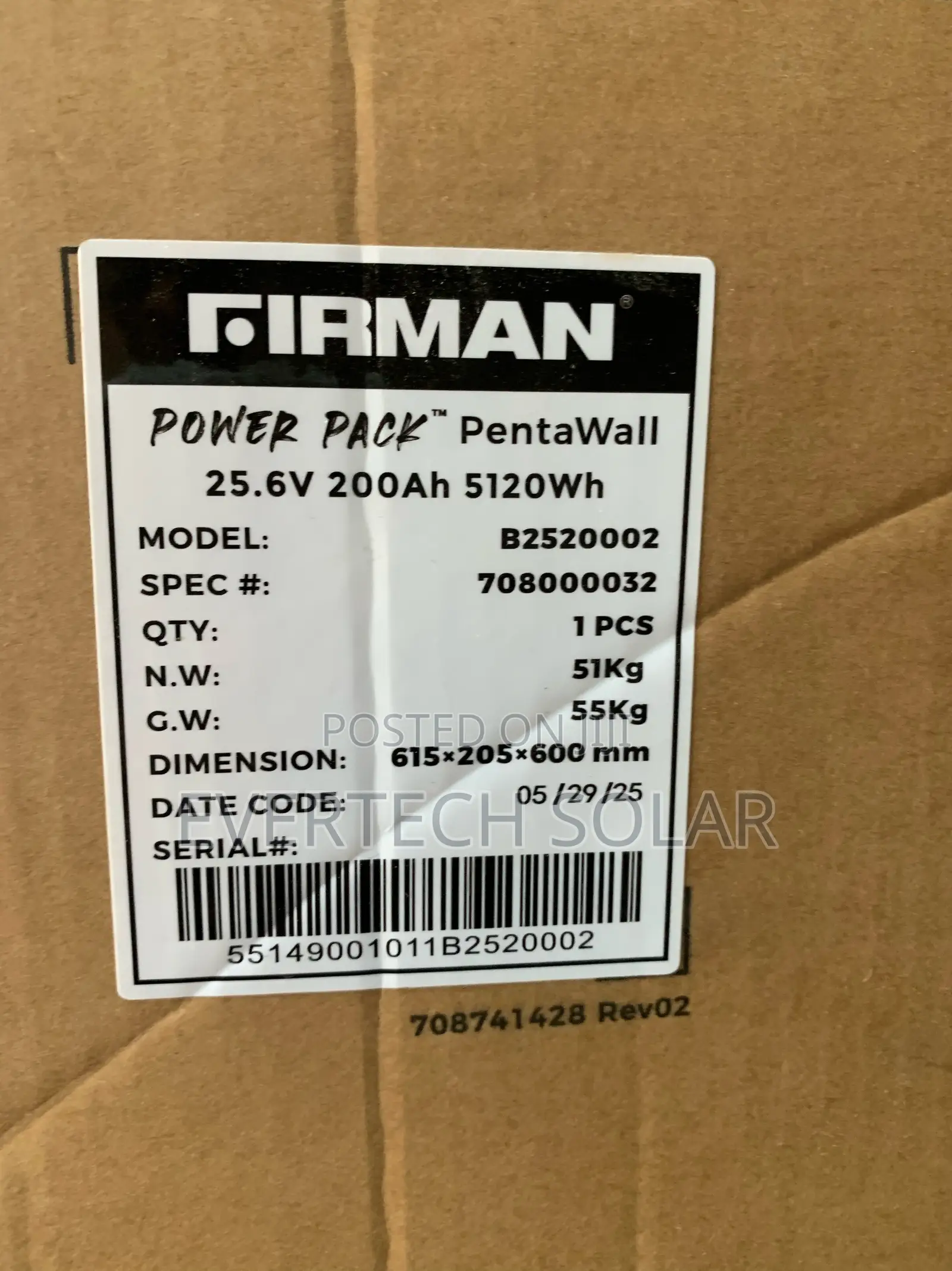 Firman 5kwhs 24v 200a Lithium Ion Battery With Smart BMS