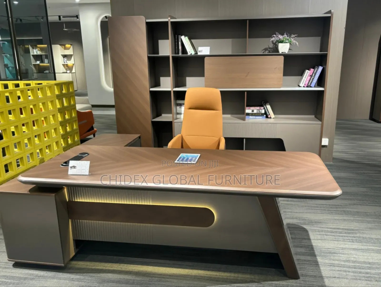 Boss Executive Office Desks With Extension, Drawers and Light