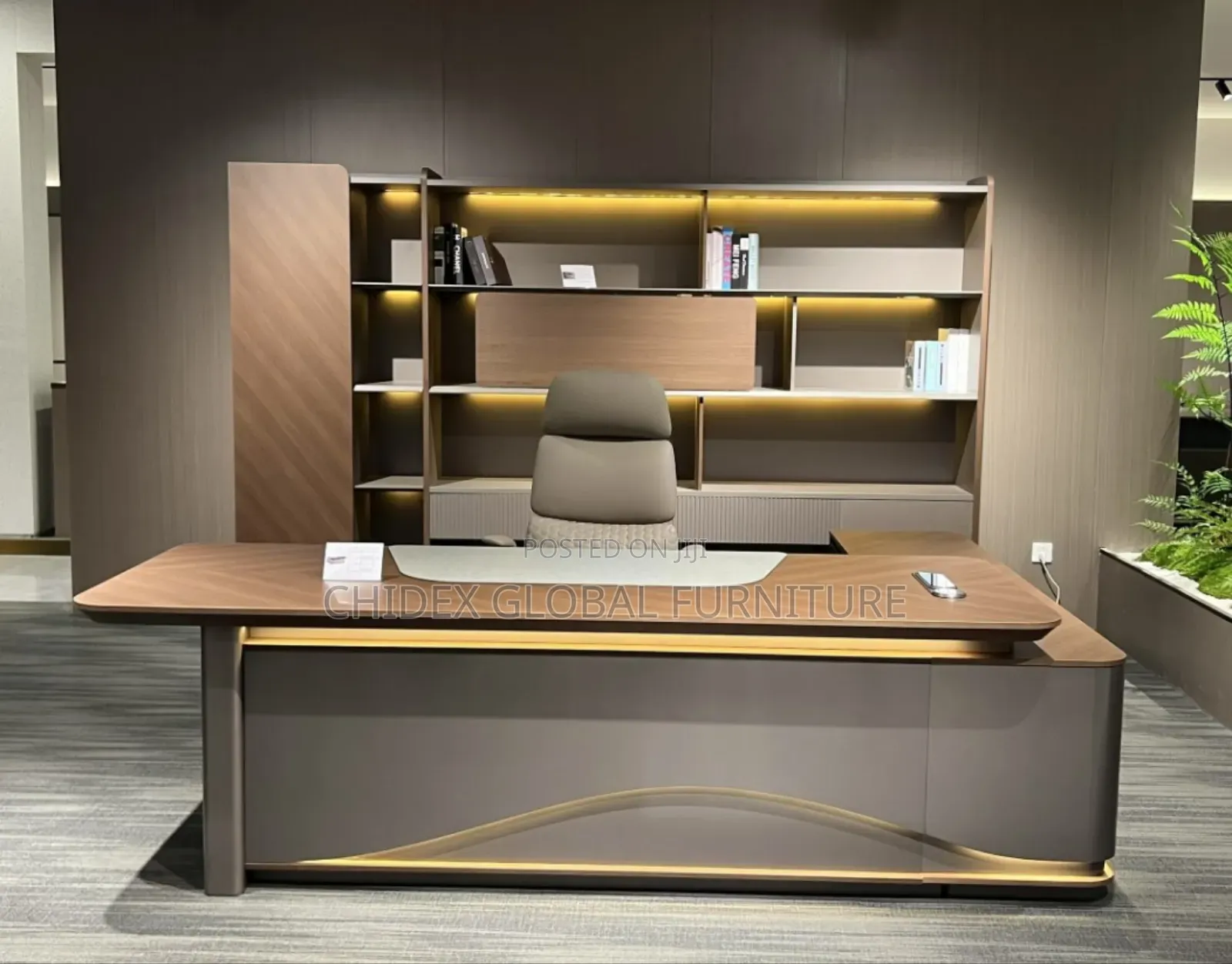 Boss Executive Office Desks With Extension, Drawers and Light