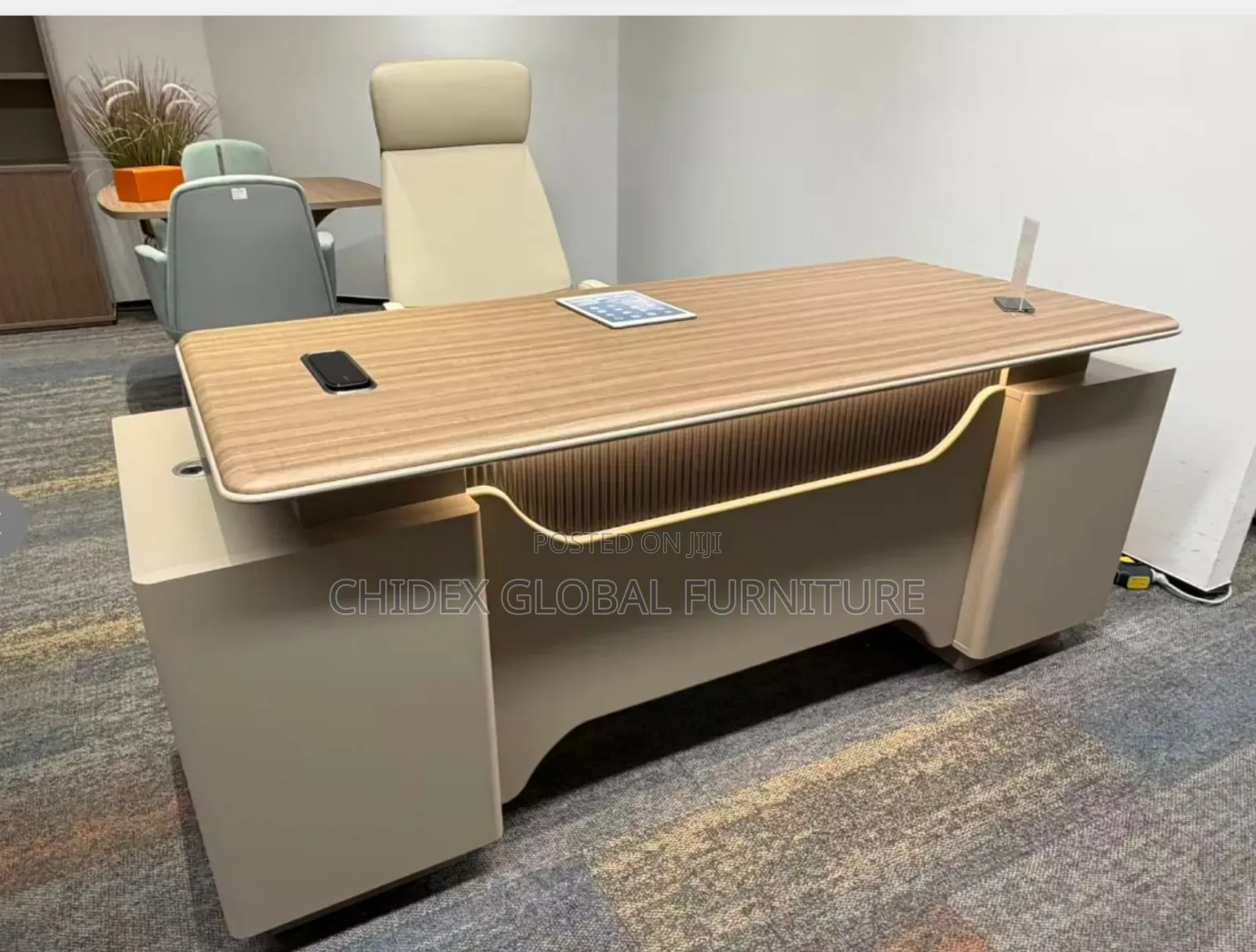 Boss Executive Office Desks With Extension, Drawers and Light