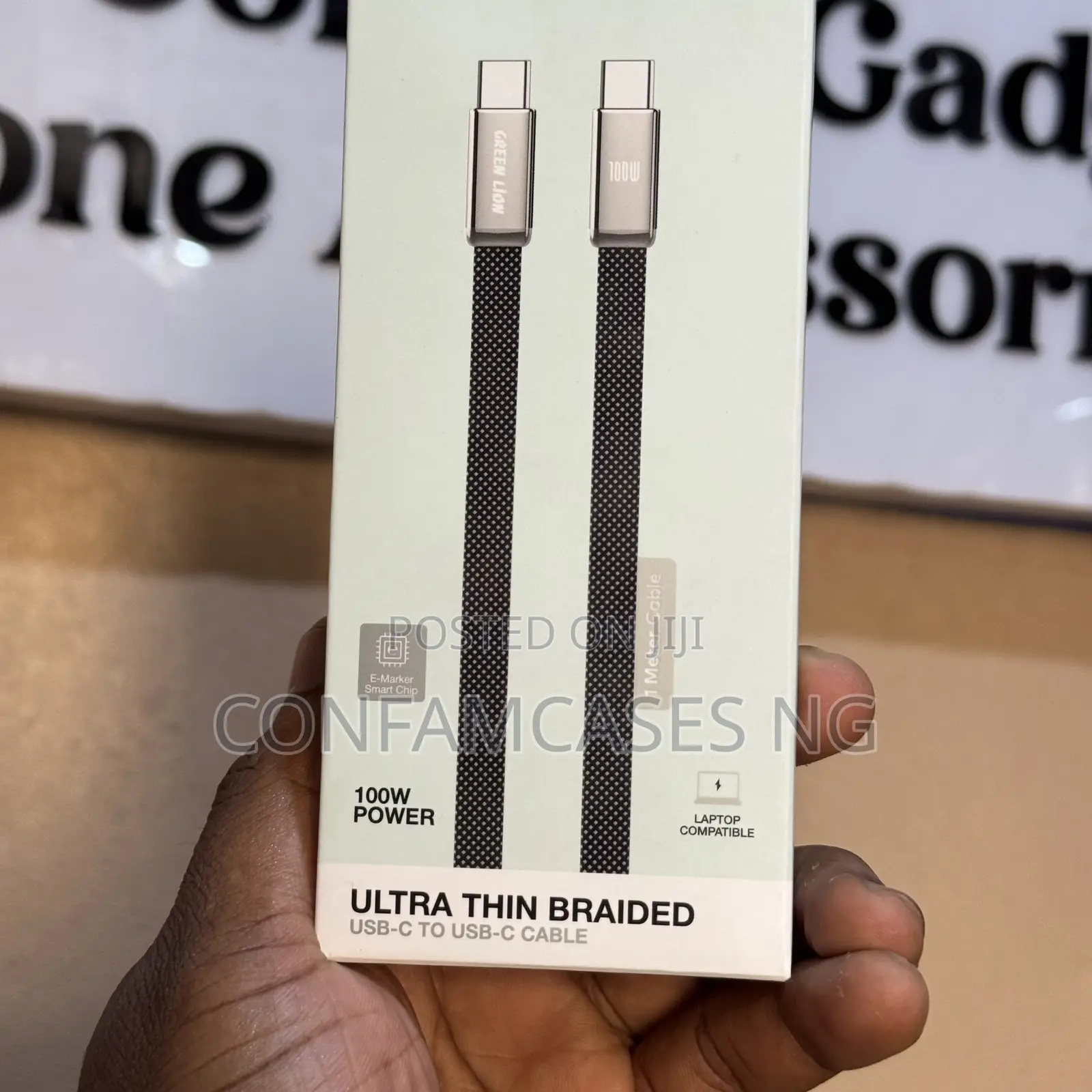 Green Lion 100w Braided Type C to C Laptop Fast Charging Cable Cord