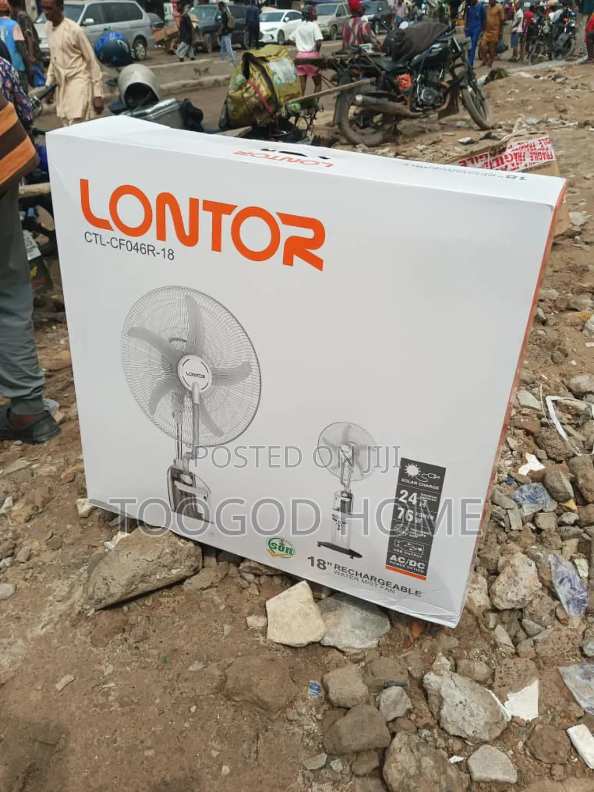 Lontor Solar and Electric Rechargeable Mist Fan