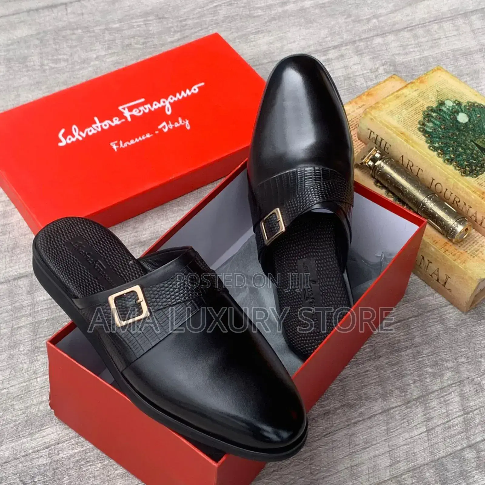 Salvatore Ferragamo Genuine Leather Men's Luxury Half Shoes