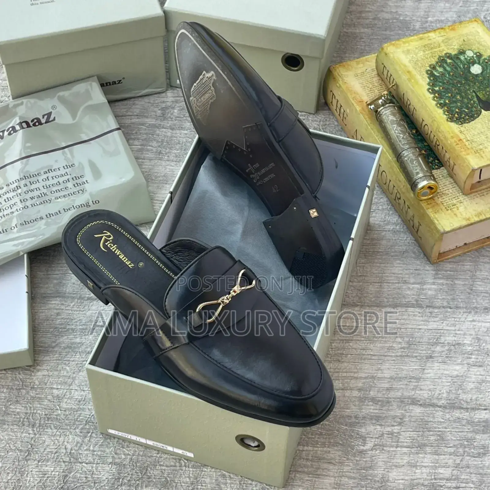 Richwanaz Genuine Leather Men's Luxury Half Shoes