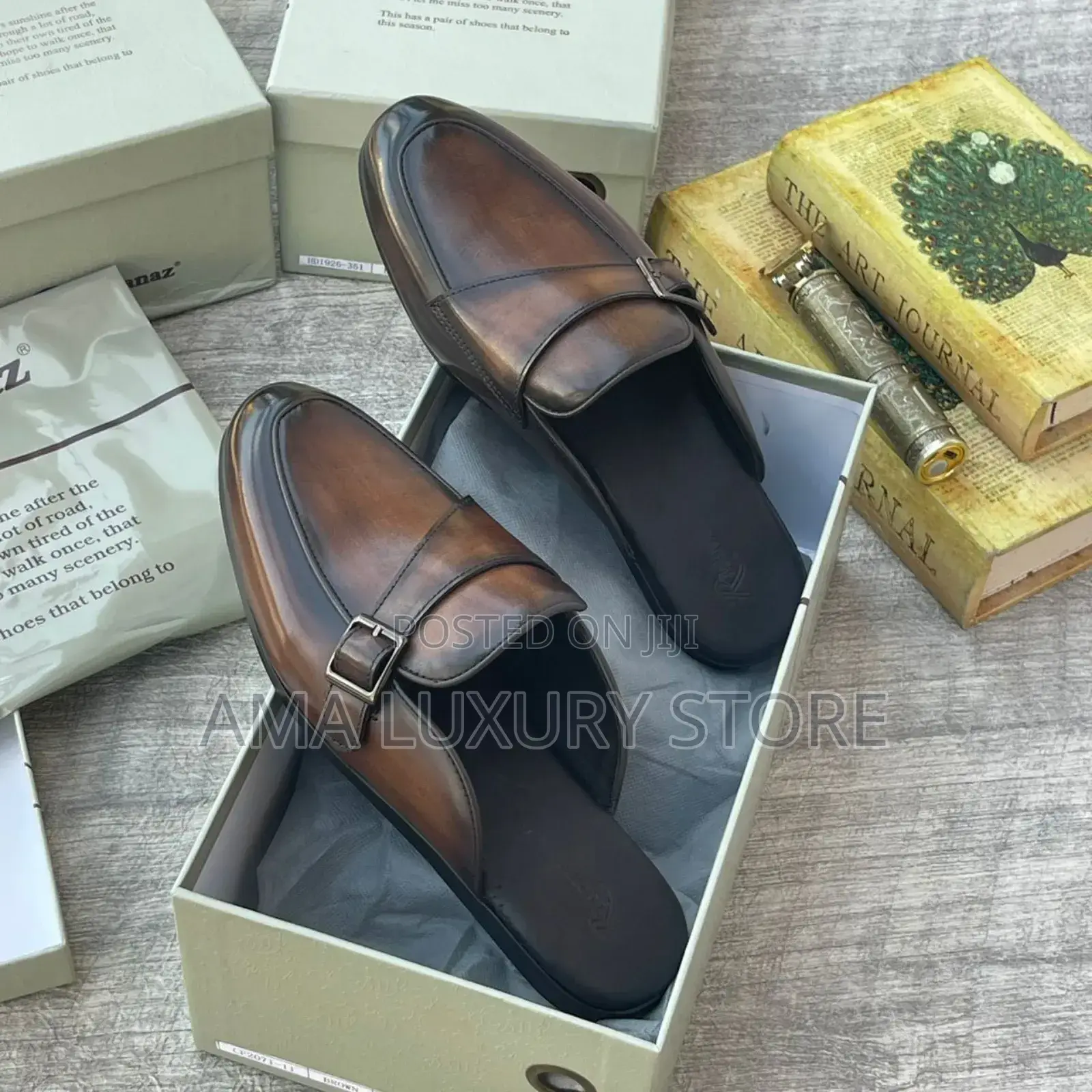 Richwanaz Genuine Leather Men's Luxury Half Shoes