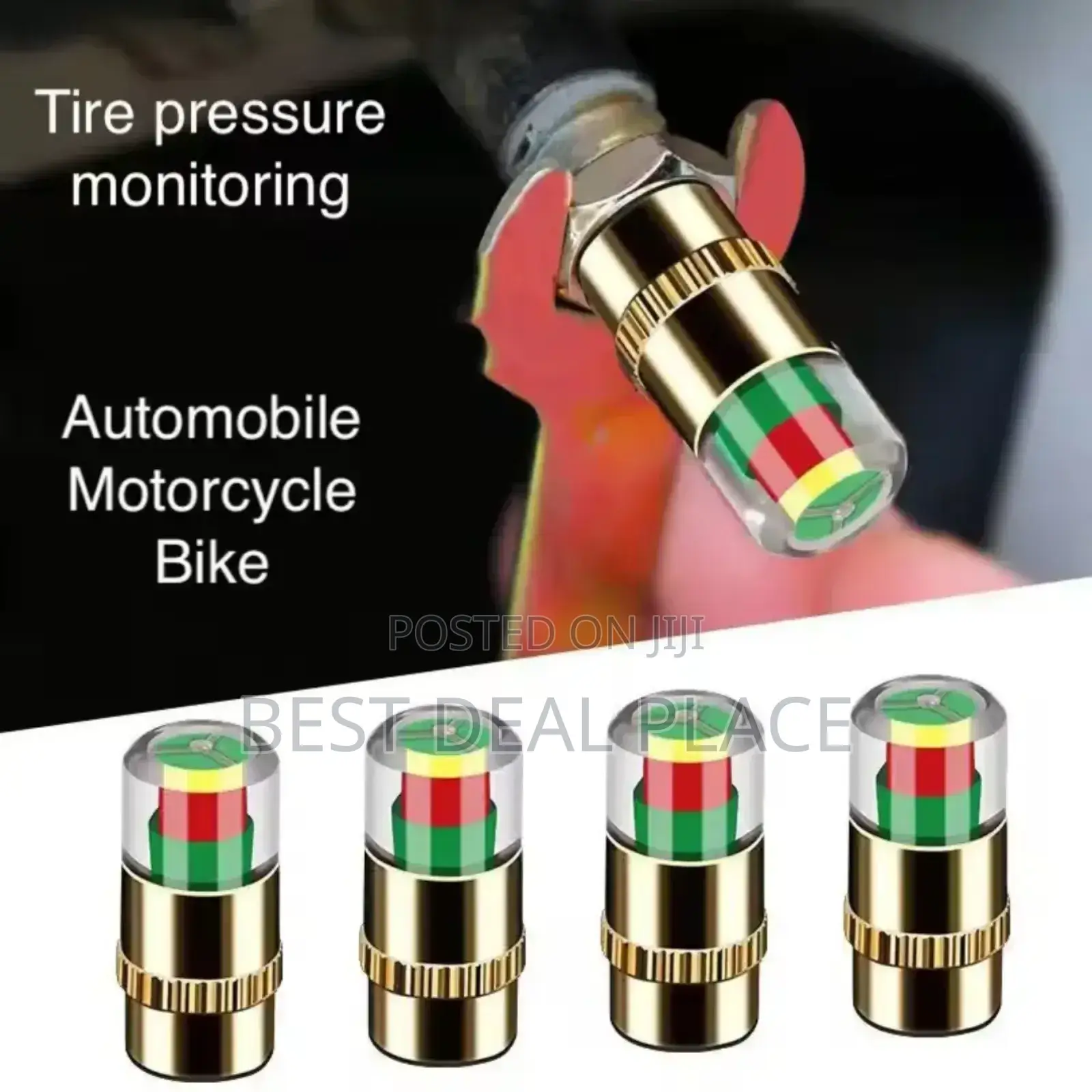 Luxury Tire Valve Caps With Pressure Indicator (Universal Fit)