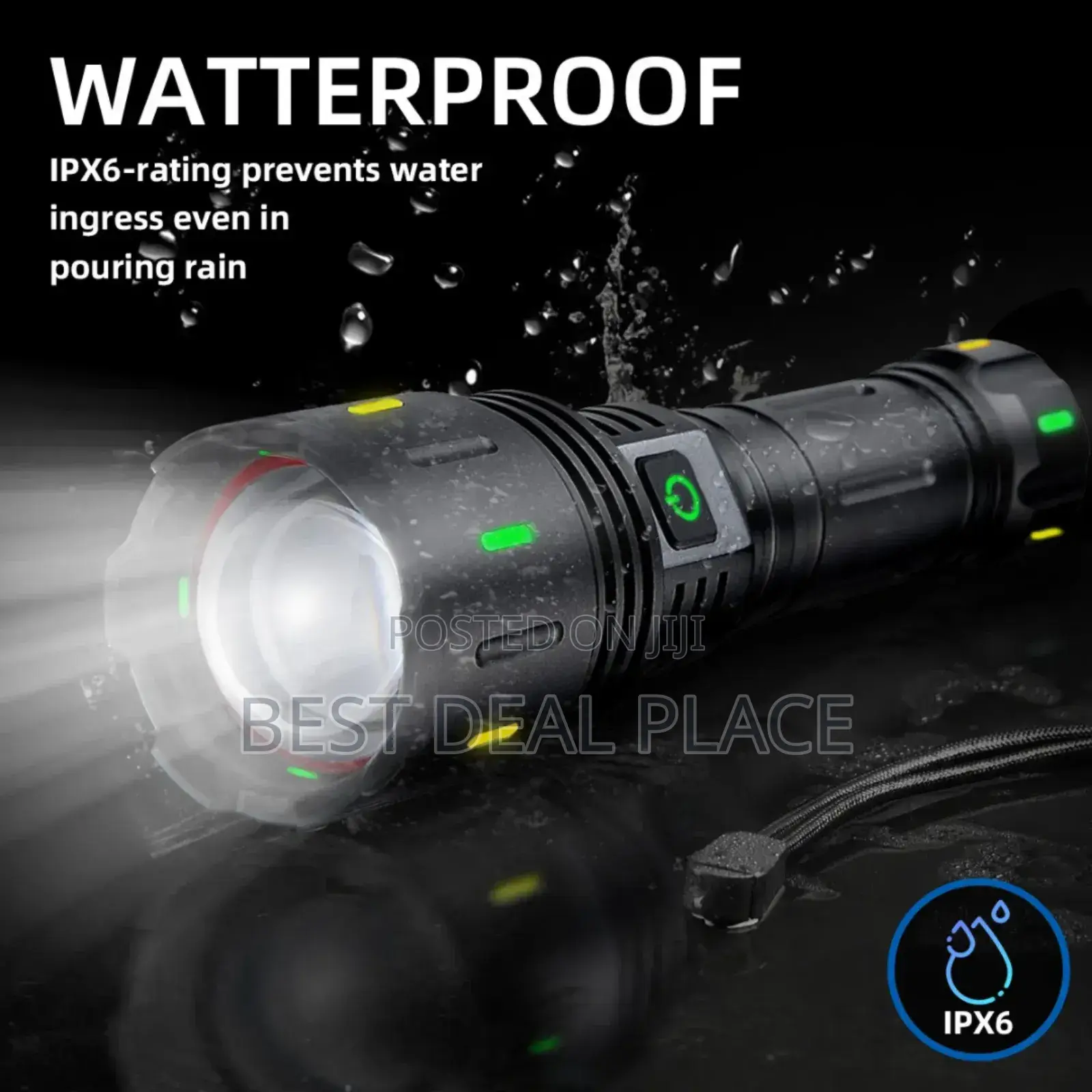 Super Bright Rechargeable Flashlight – 1500m Long Range + Power Bank