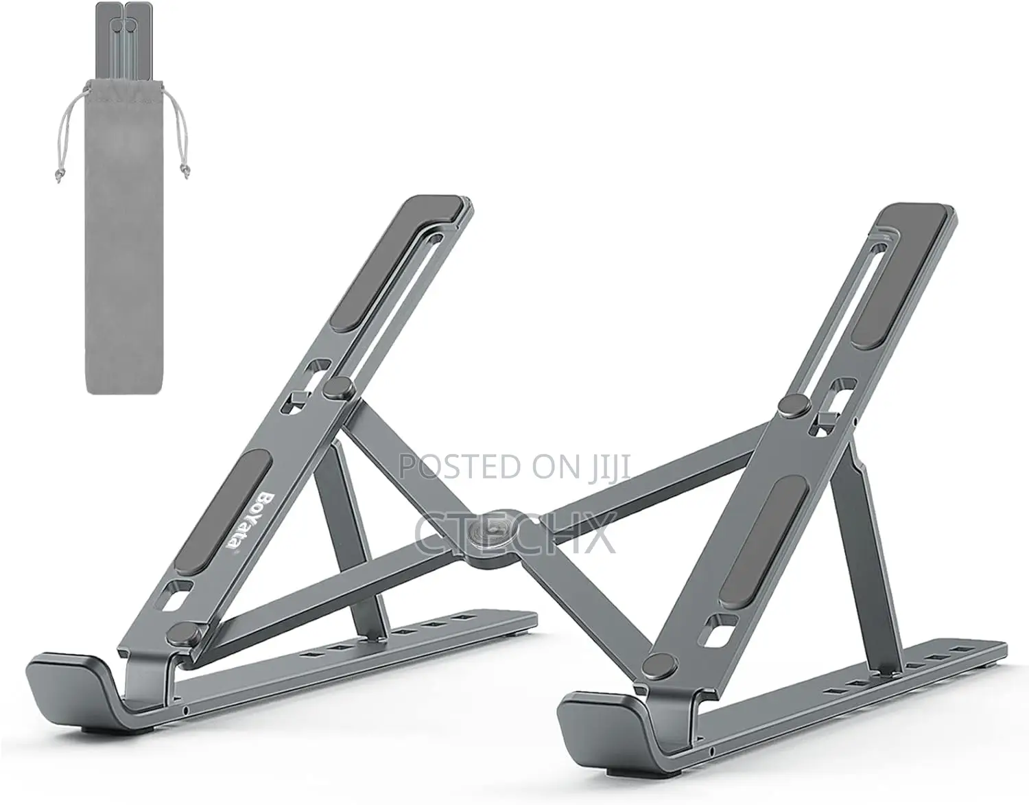 Foldable Laptop/Phone Stand, 3-in-1 Adjustable R for 10-17 Inch, Black