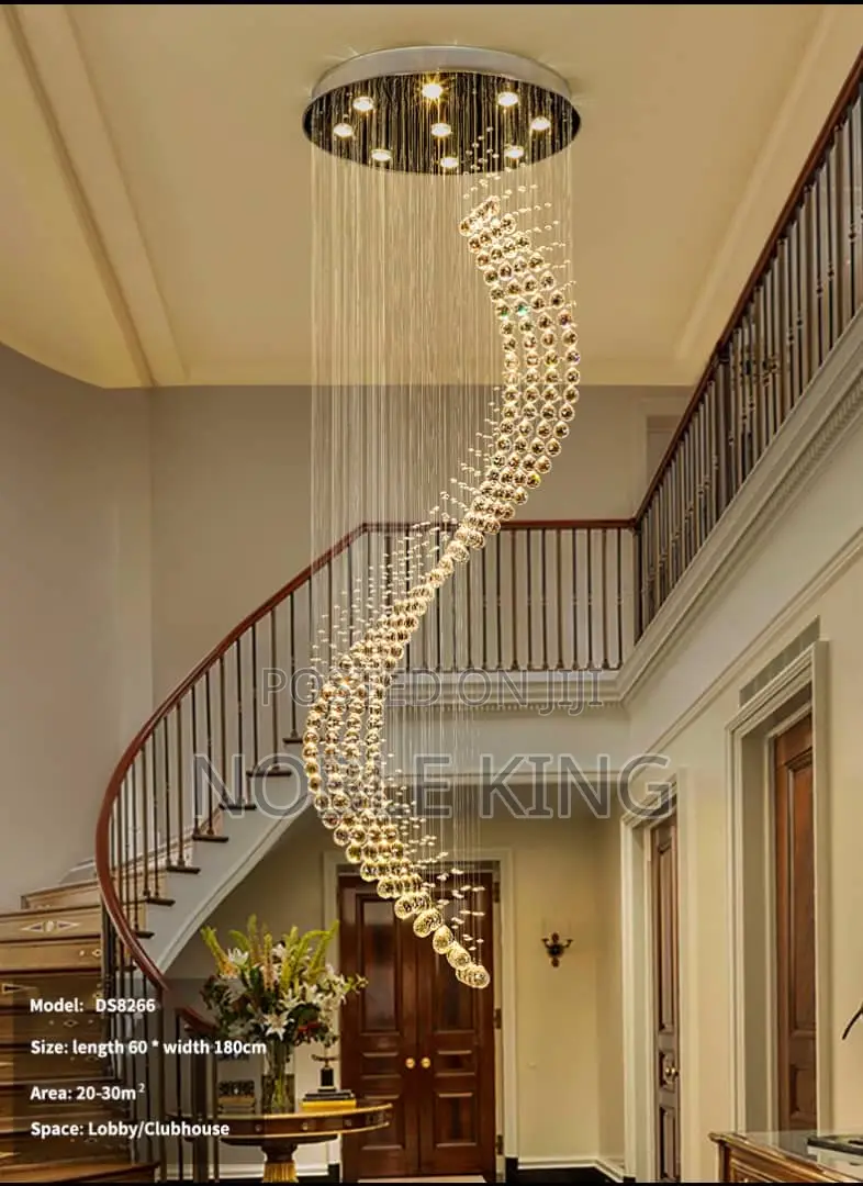 Stair Chandelier Rotating Light Luxury Fashion Long Chandelier