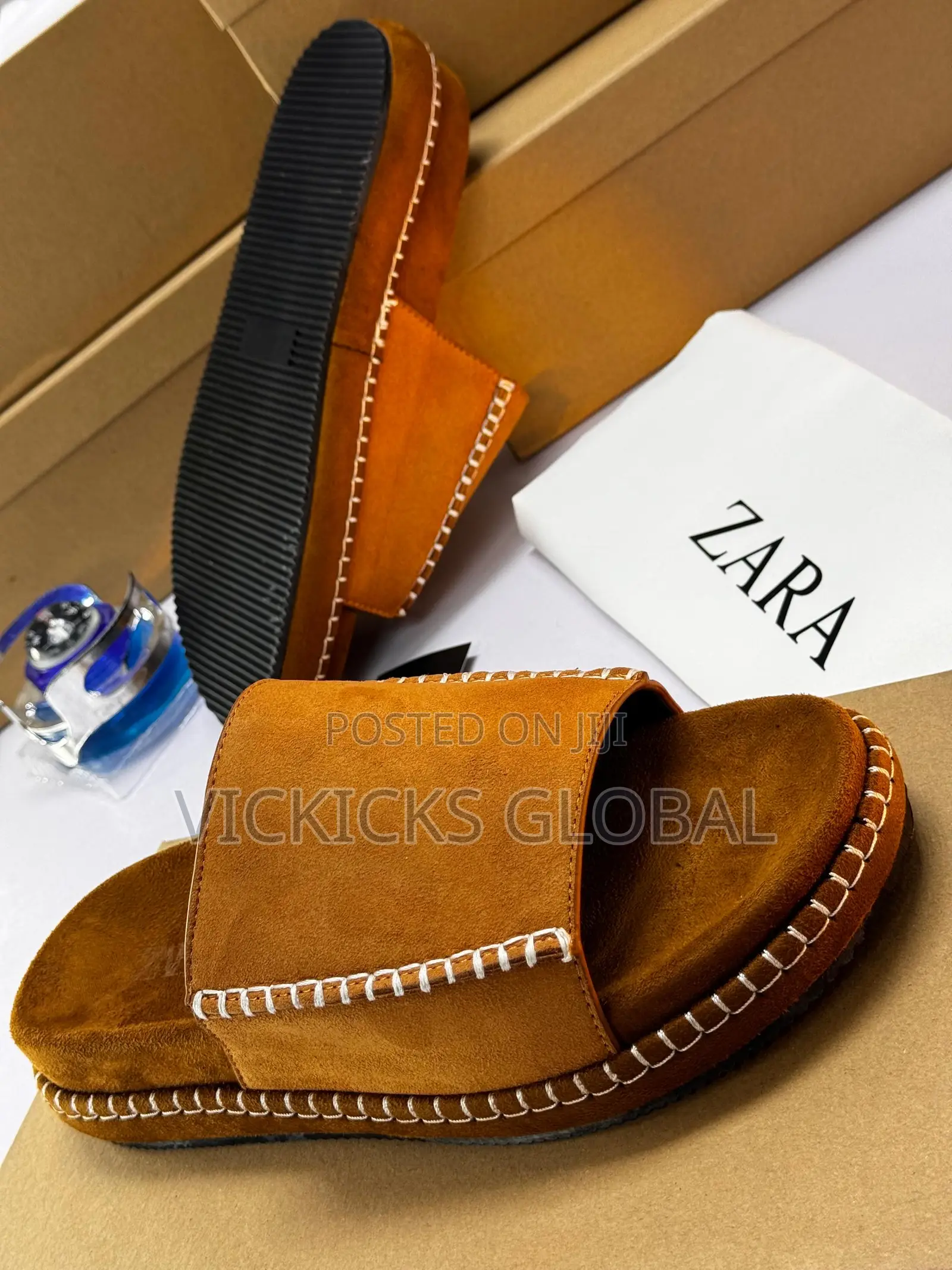 Zara Contrast Stitch Platform Slide Pams