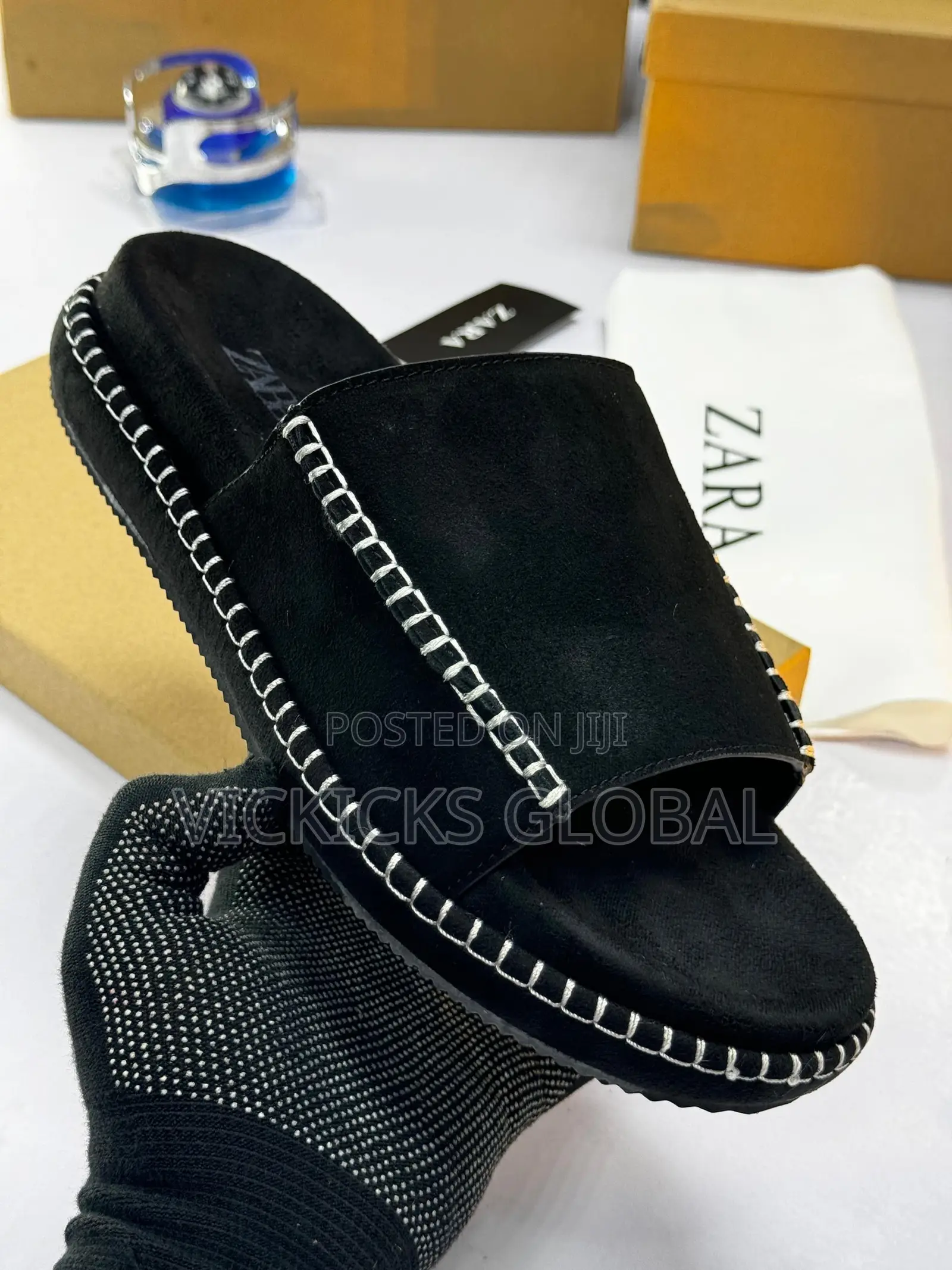 Zara Contrast Stitch Platform Slide Pams