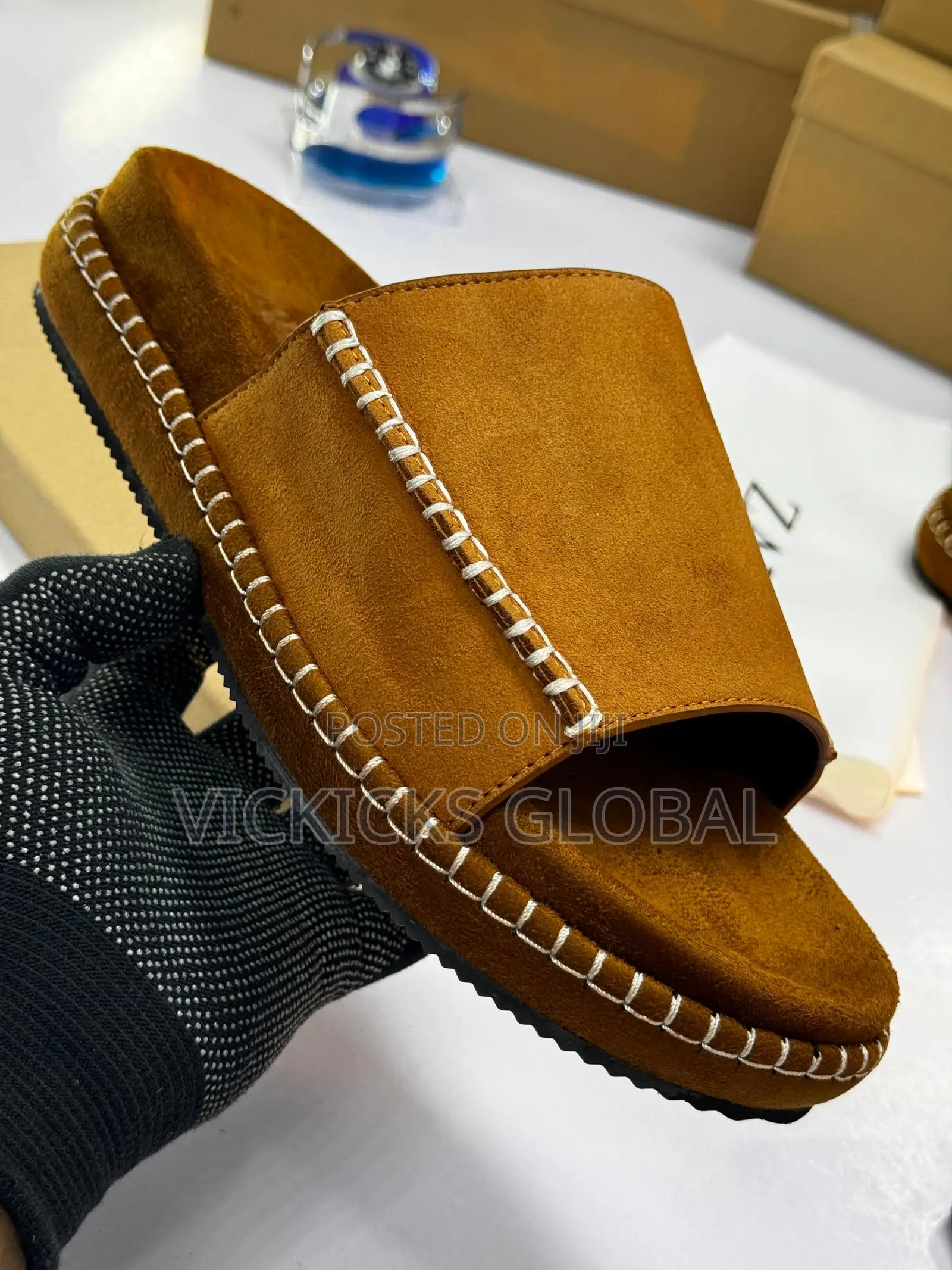 Zara Contrast Stitch Platform Slide Pams