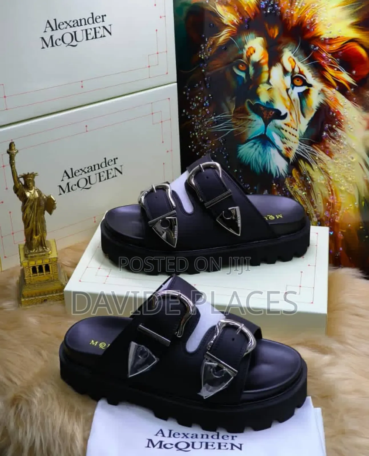 Quality Original Alexander McQueen Unisex Slide Black