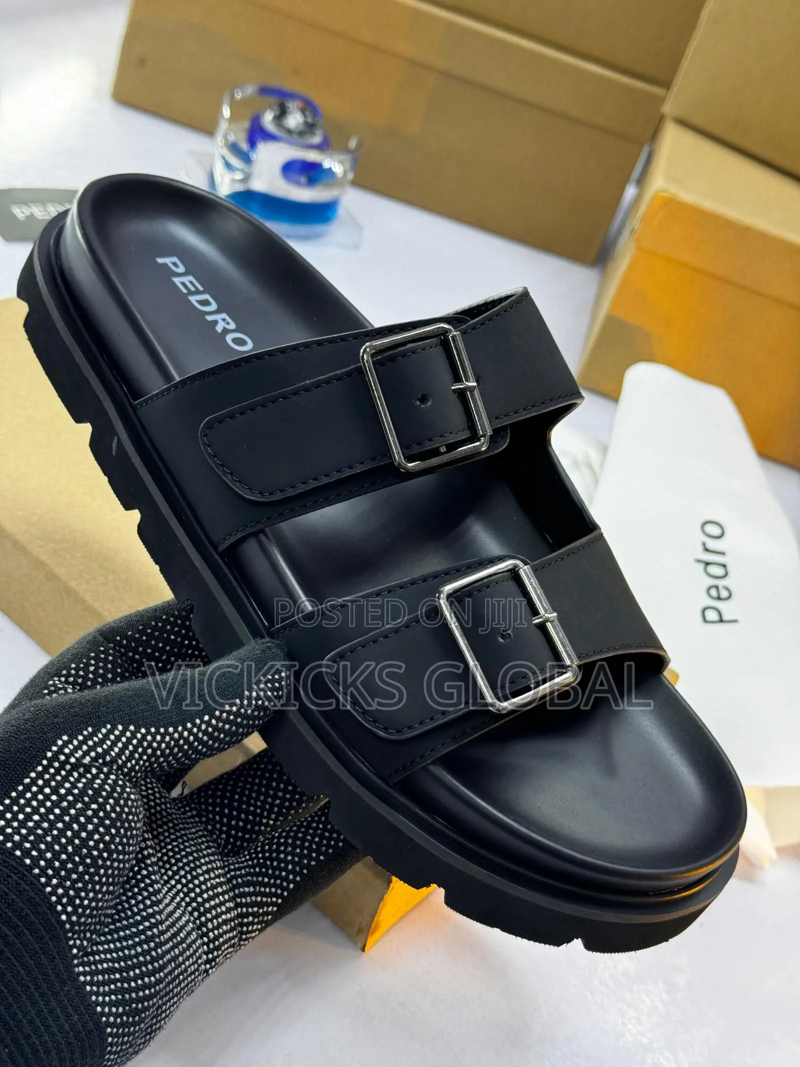 Original Pedro Black Buckle Pams