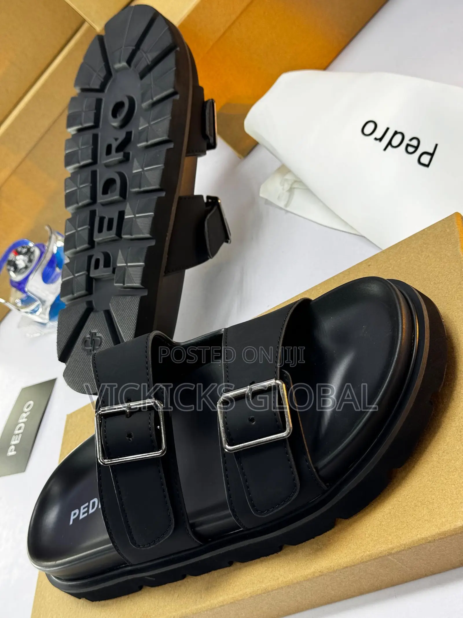 Original Pedro Black Buckle Pams