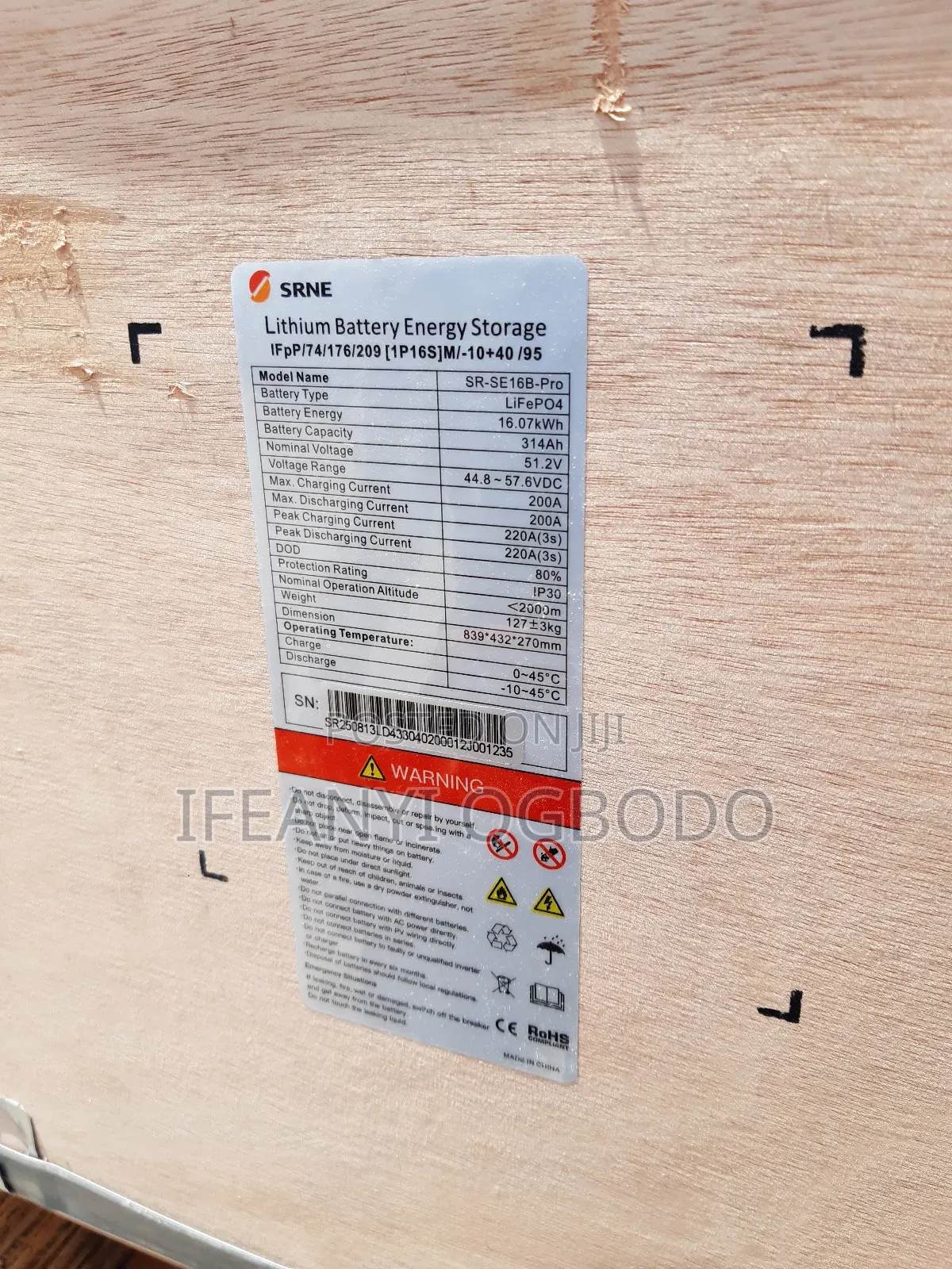 Srne Solar Lithium Battery 16kwh 51.2v