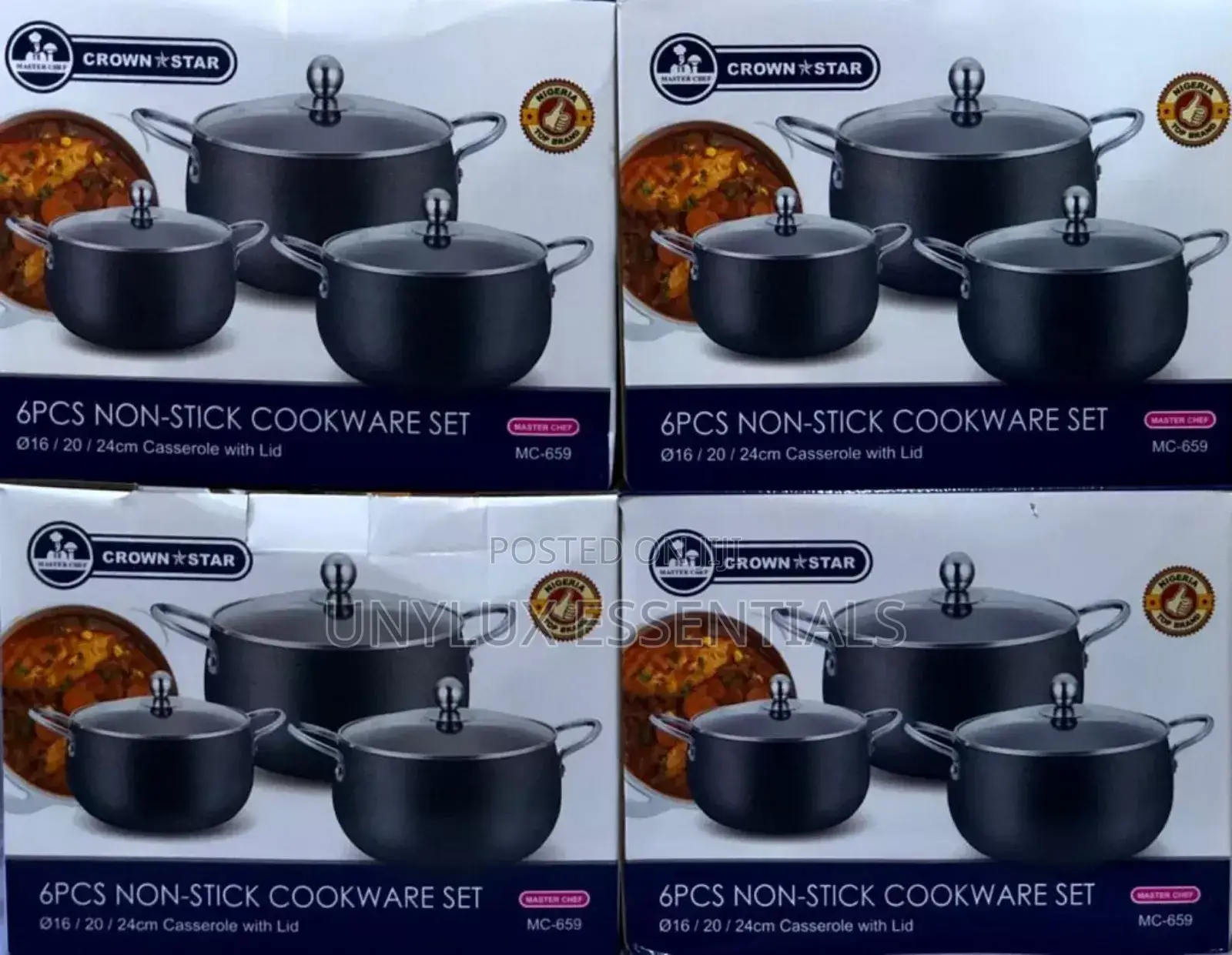 Crown Star Master Chef 6pcs Non-Stick Cookware Set (16,20,24cm)