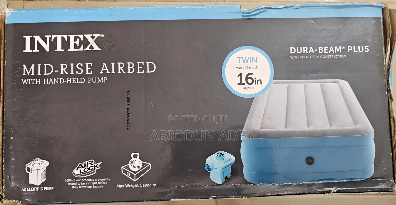 Intex Mid-Rise Airbed – 16” Twin (39" X75" X16" ) With Pump