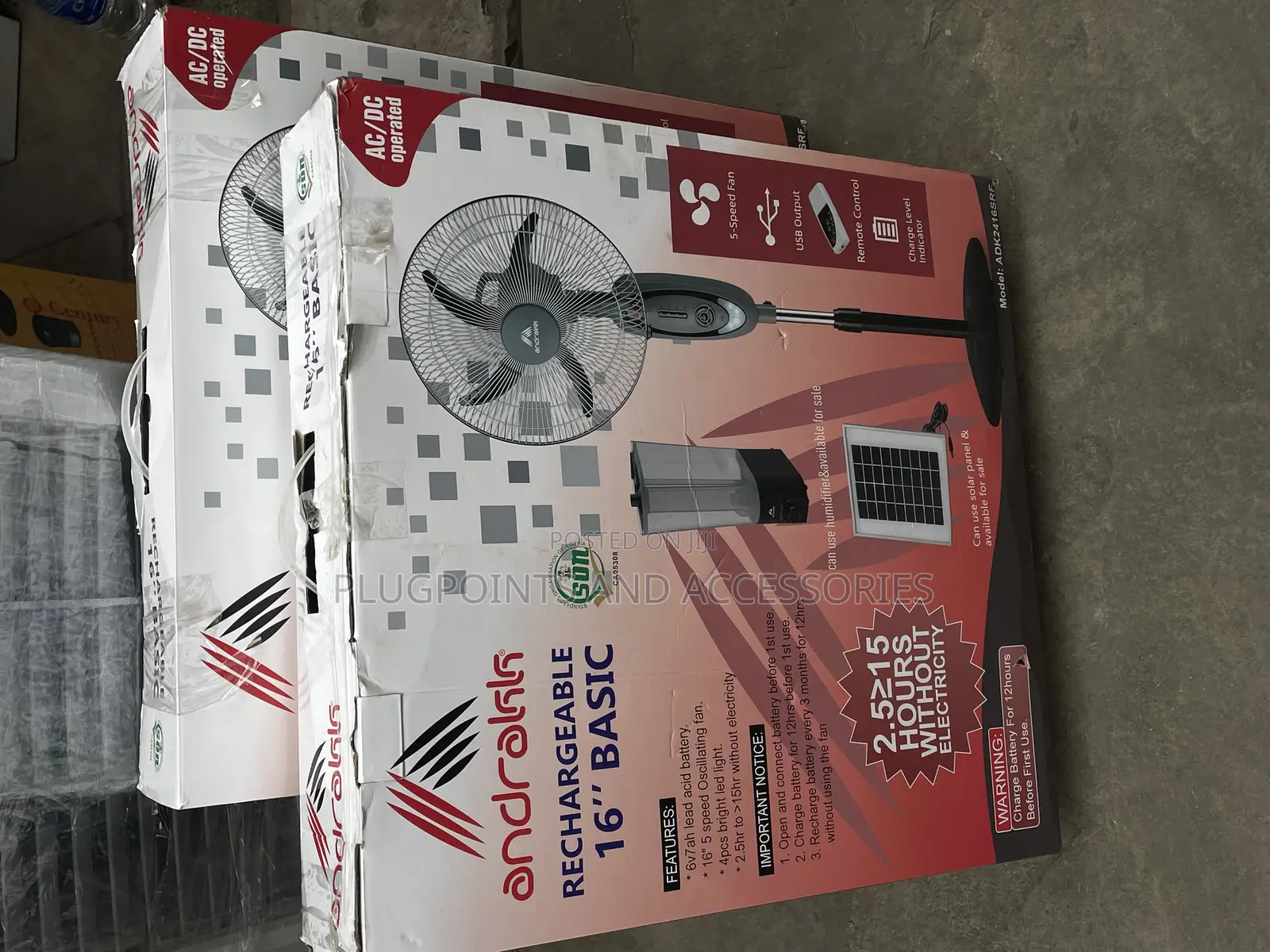 Andrakk Rechargeable Fan 16”