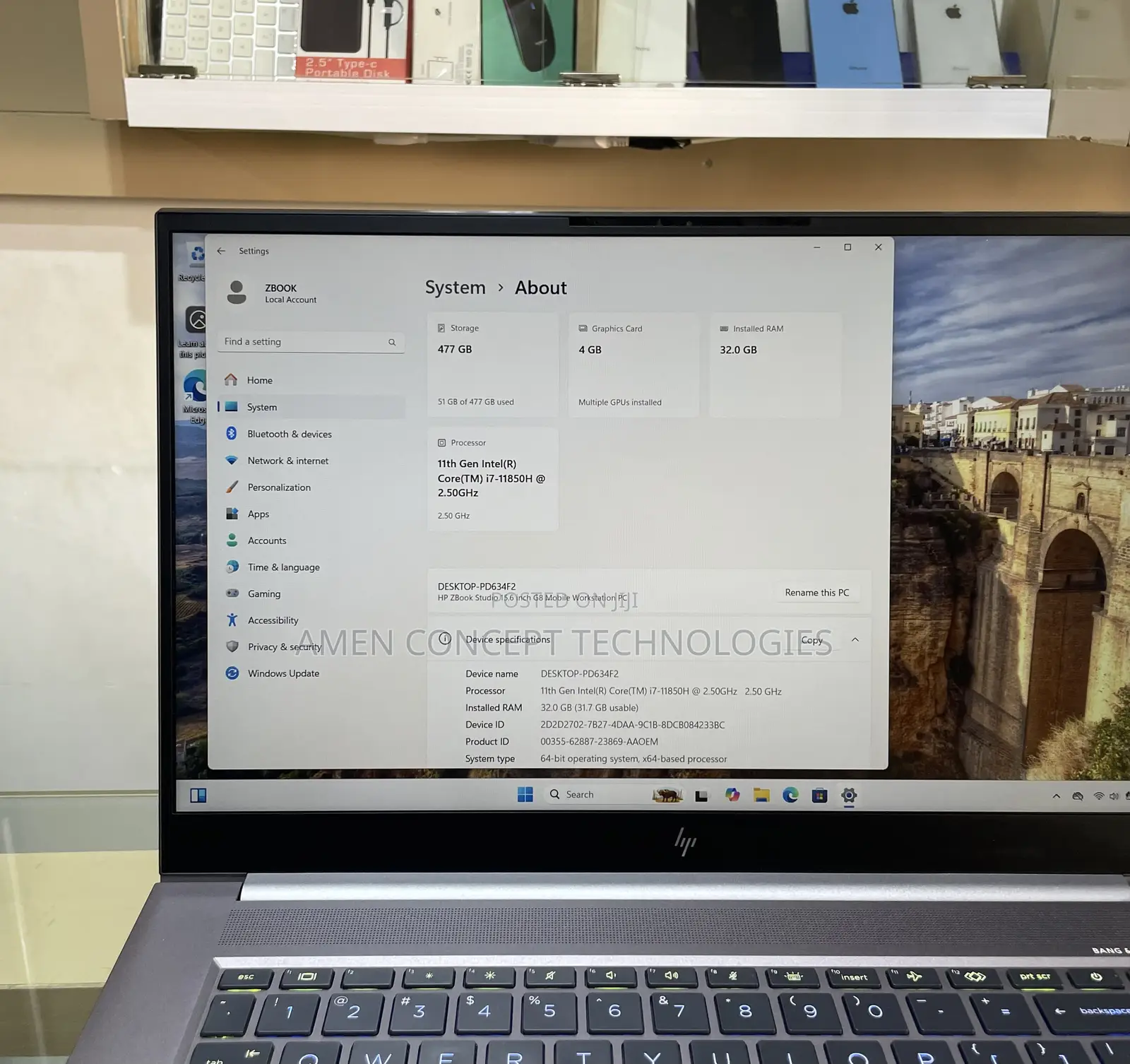 Laptop HP ZBook Studio G8 32GB Intel Core i7 SSD 512GB
