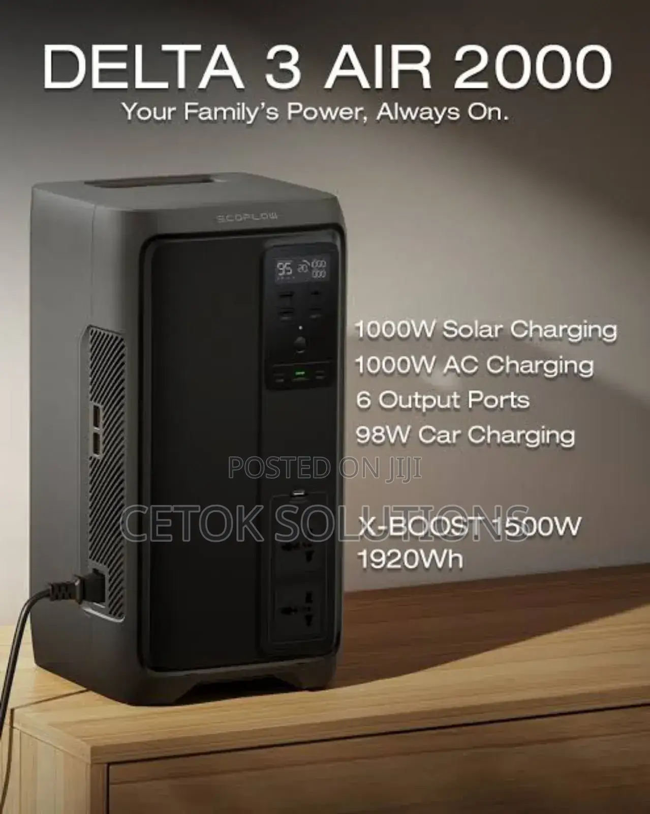 Ecoflow Delta 3 Air 1kva 2kwh Solar Power Station 5yrs Warranty