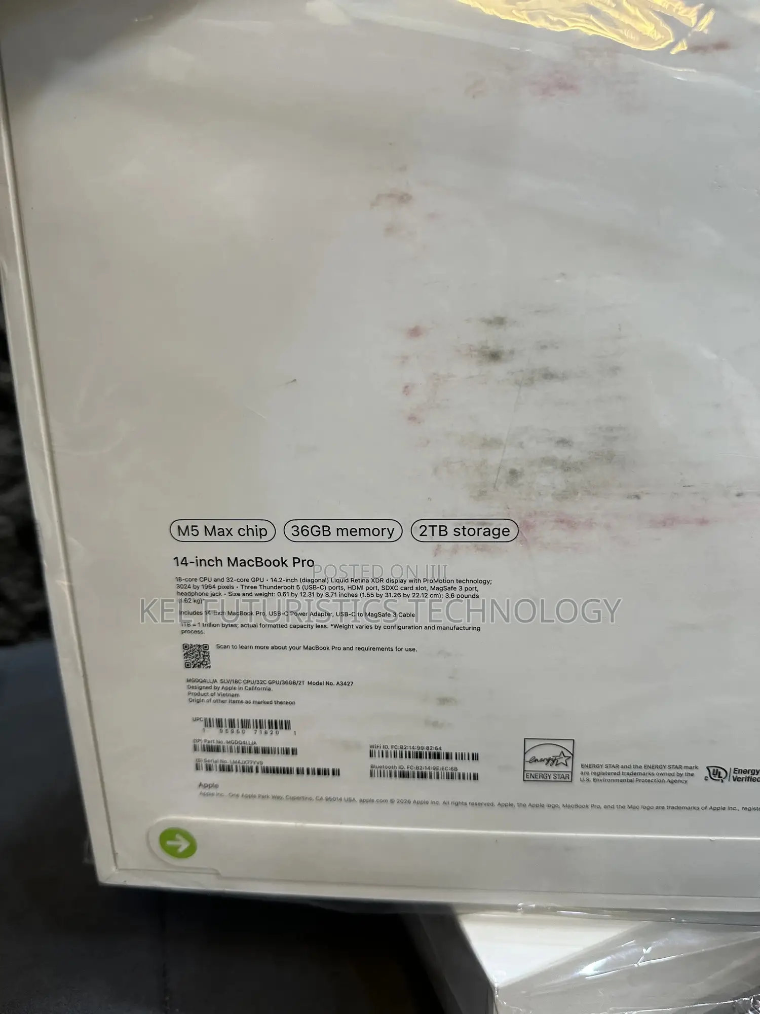 New Laptop Apple MacBook Pro 2026 M5 Max 36GB Apple M5 SSD 2T