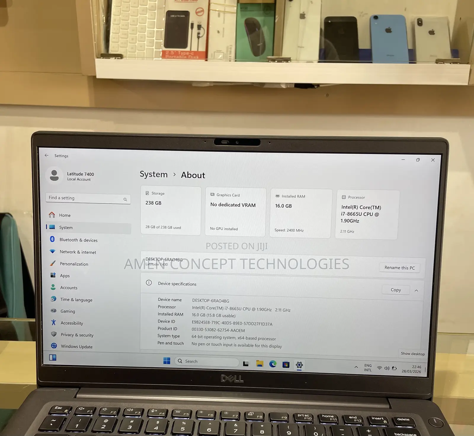 Laptop Dell Latitude 7400 16GB Intel Core i7 SSD 256GB