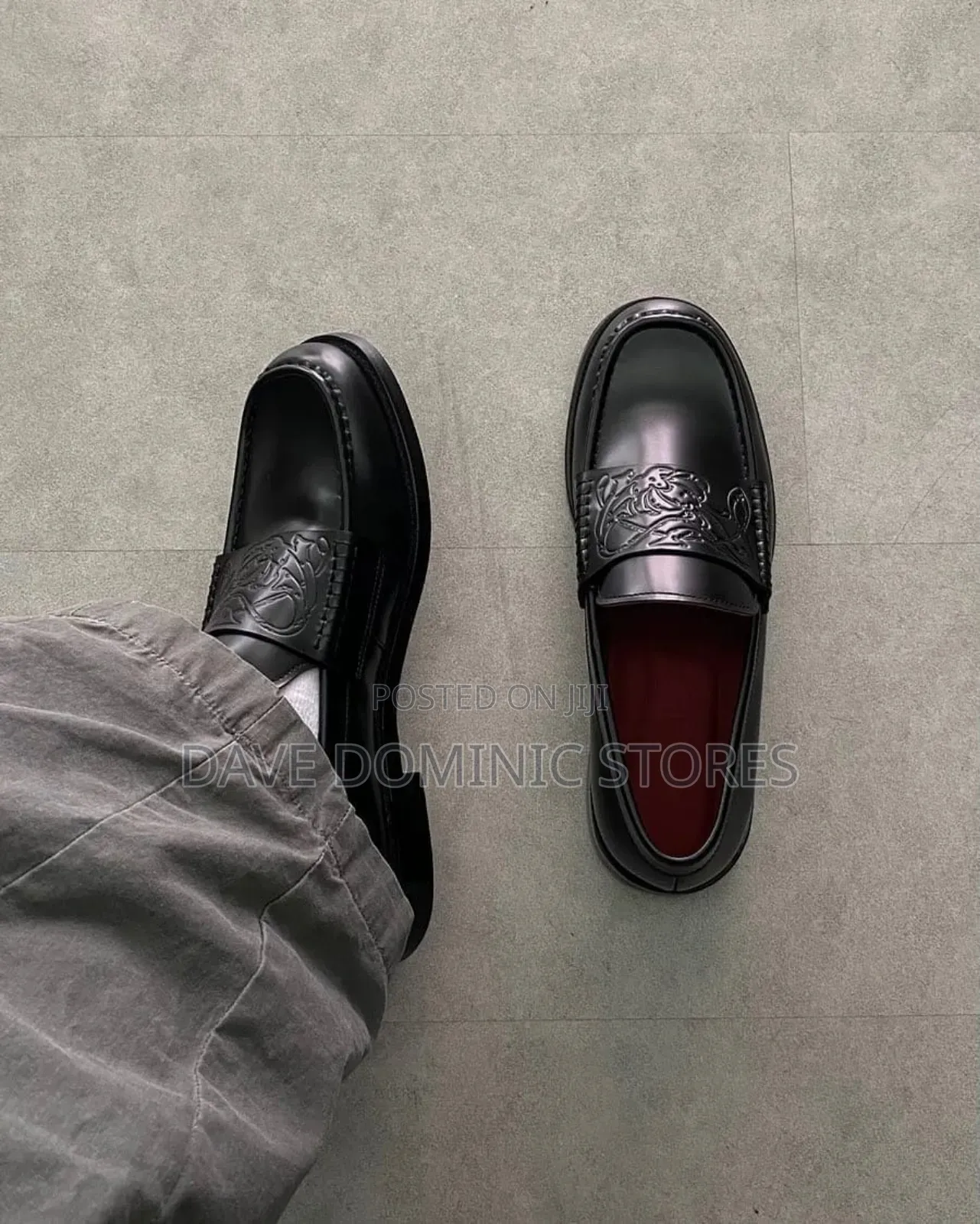 Cop the Midnight Emblem Vampire Embossed Cowhide Loafers