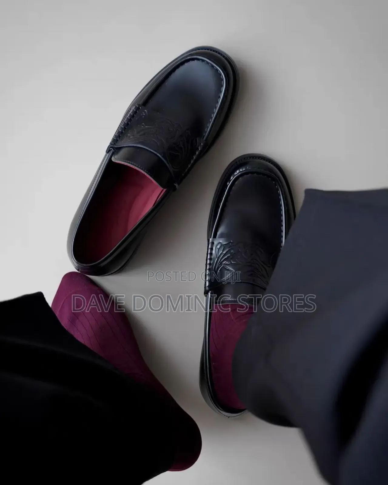 Cop the Midnight Emblem Vampire Embossed Cowhide Loafers