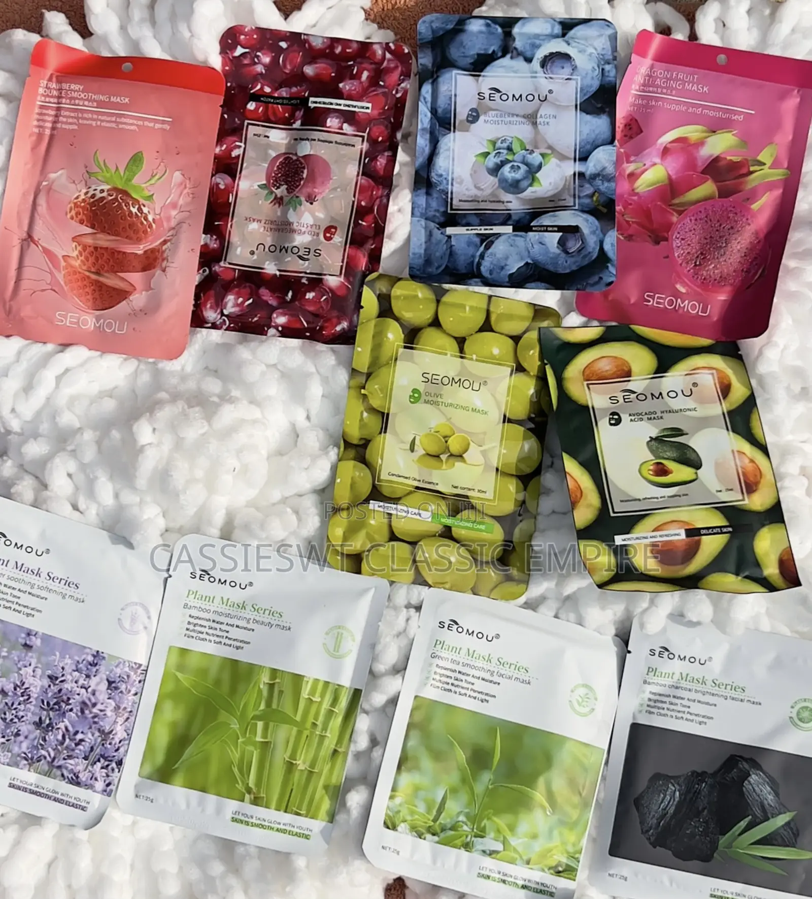 12 Pieces of Seomou Fruit Facemask Anti Wrinkle Moisturizing Skin Care